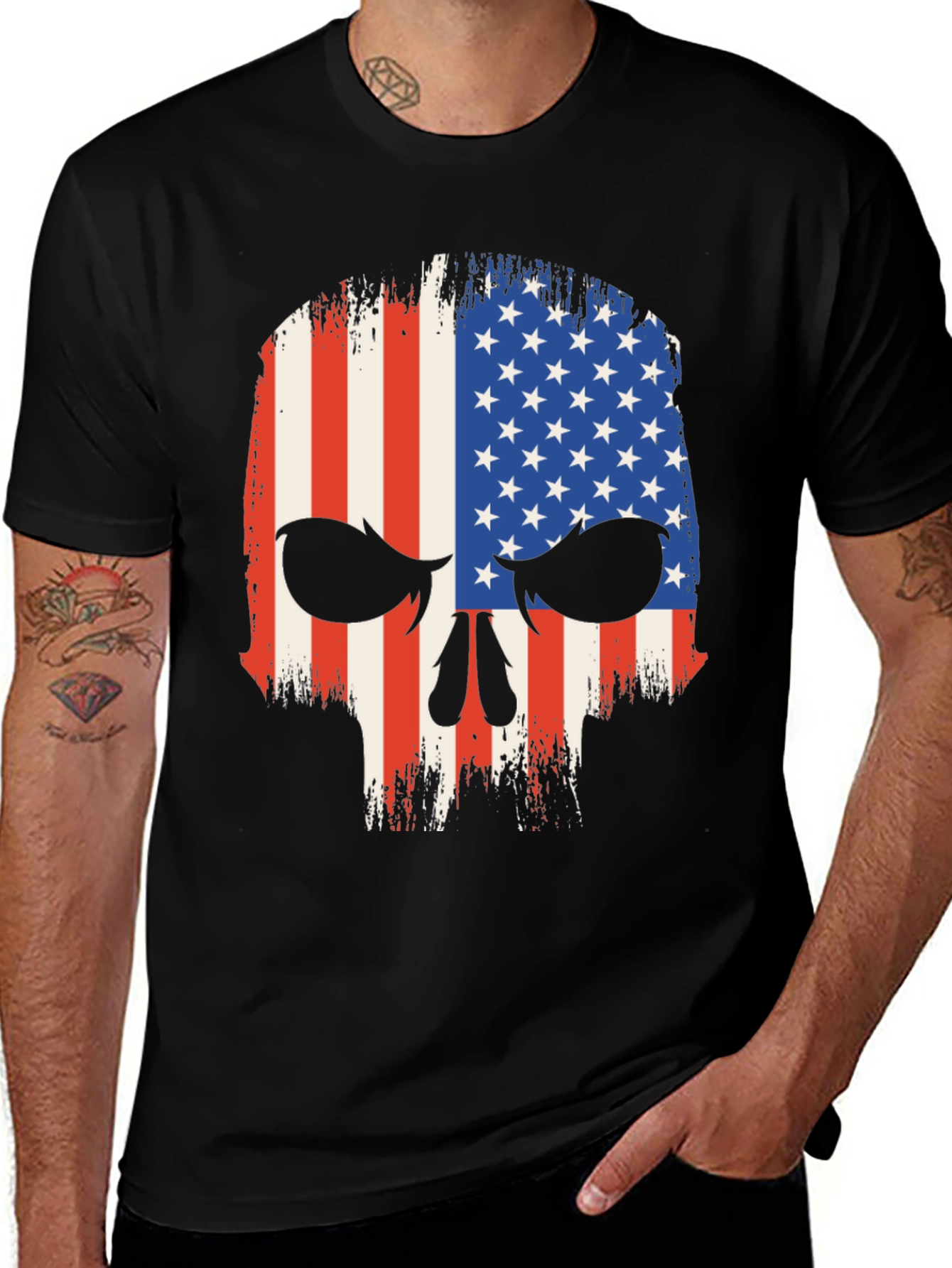 Variant 14 of American Flag Skull Graphic T-Shirt