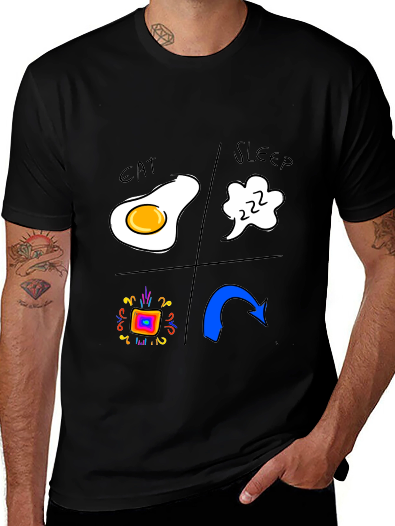 Variant 27 of Eat Sleep Rave Repeat Black T-Shirt