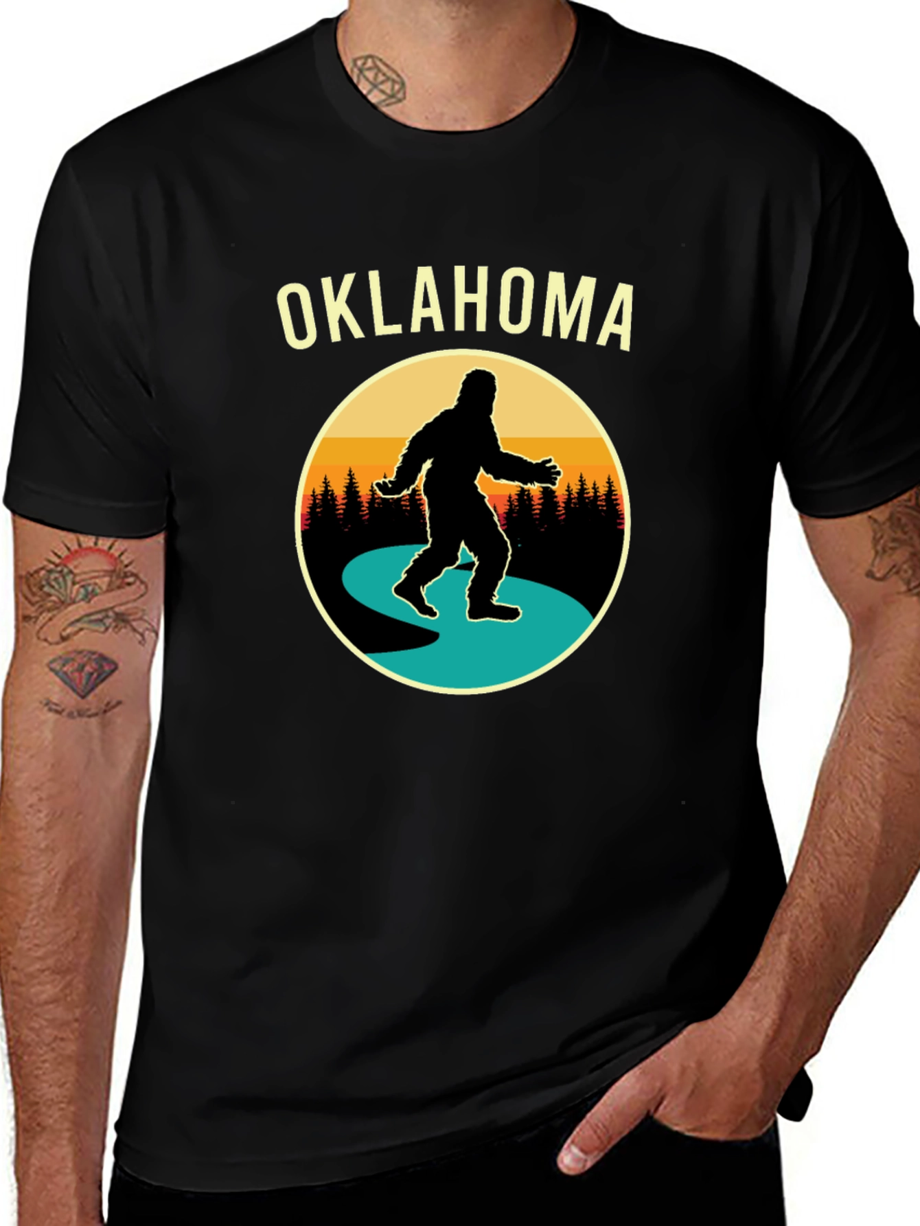 Variant 16 of Oklahoma Bigfoot T-Shirt - Retro Sasquatch Tee