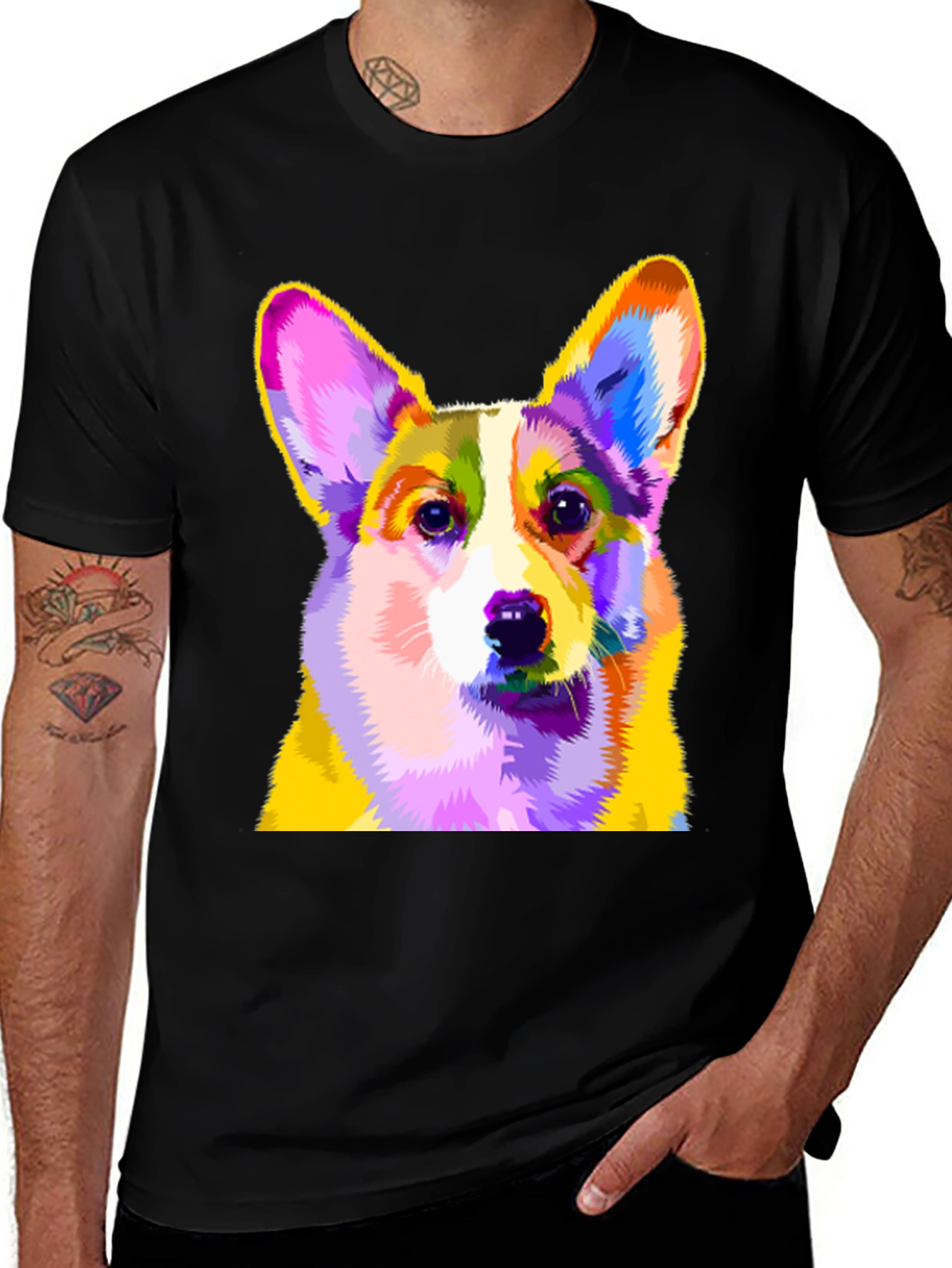 Variant 4 of Corgi Pop Art Graphic Tee - Unique Colorful Dog Lover Shirt