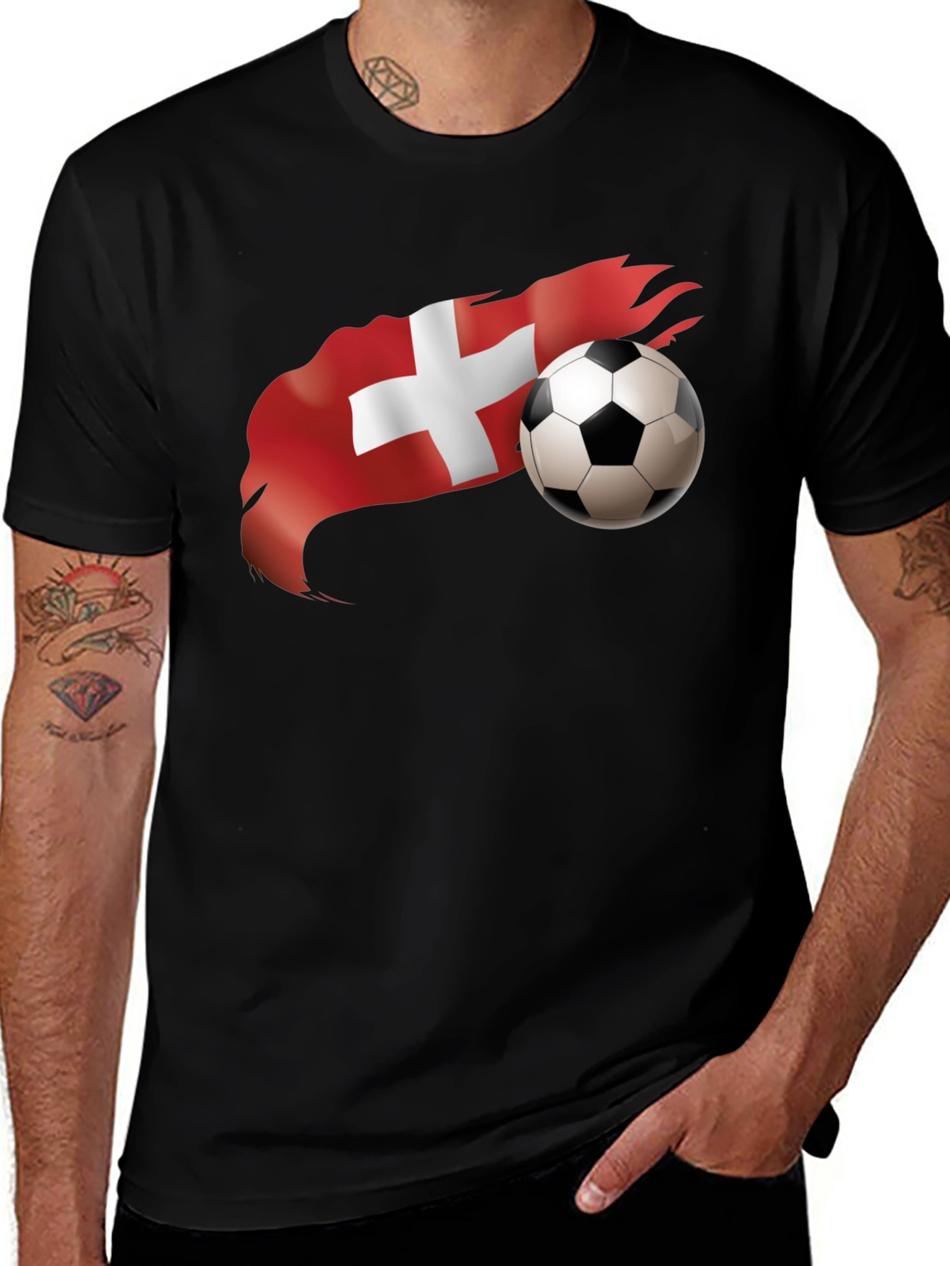 Variant 14 of Swiss Soccer T-Shirt - Black - Men's