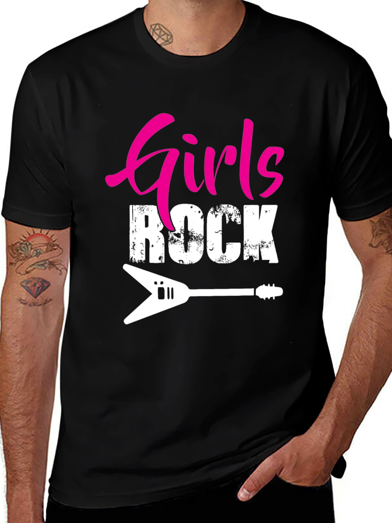 Girls Rock Guitar Graphic T-Shirt