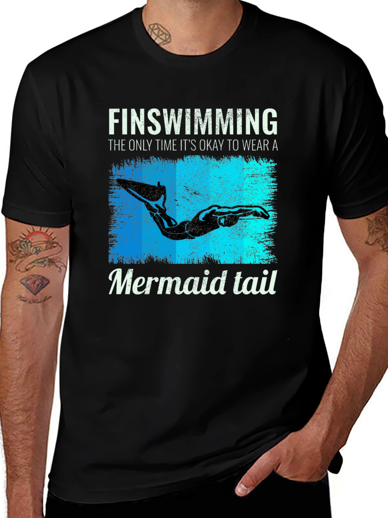 Variant 19 of Finswimming Mermaid Tail Black T-Shirt