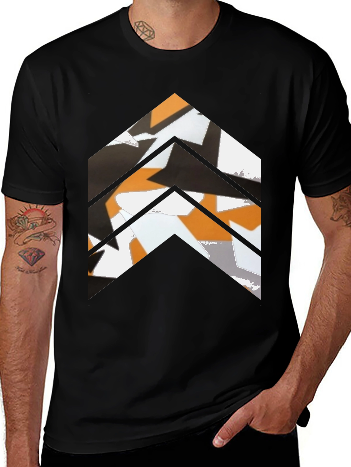 Variant 27 of Abstract Chevron Graphic Tee - Black Casual Shirt