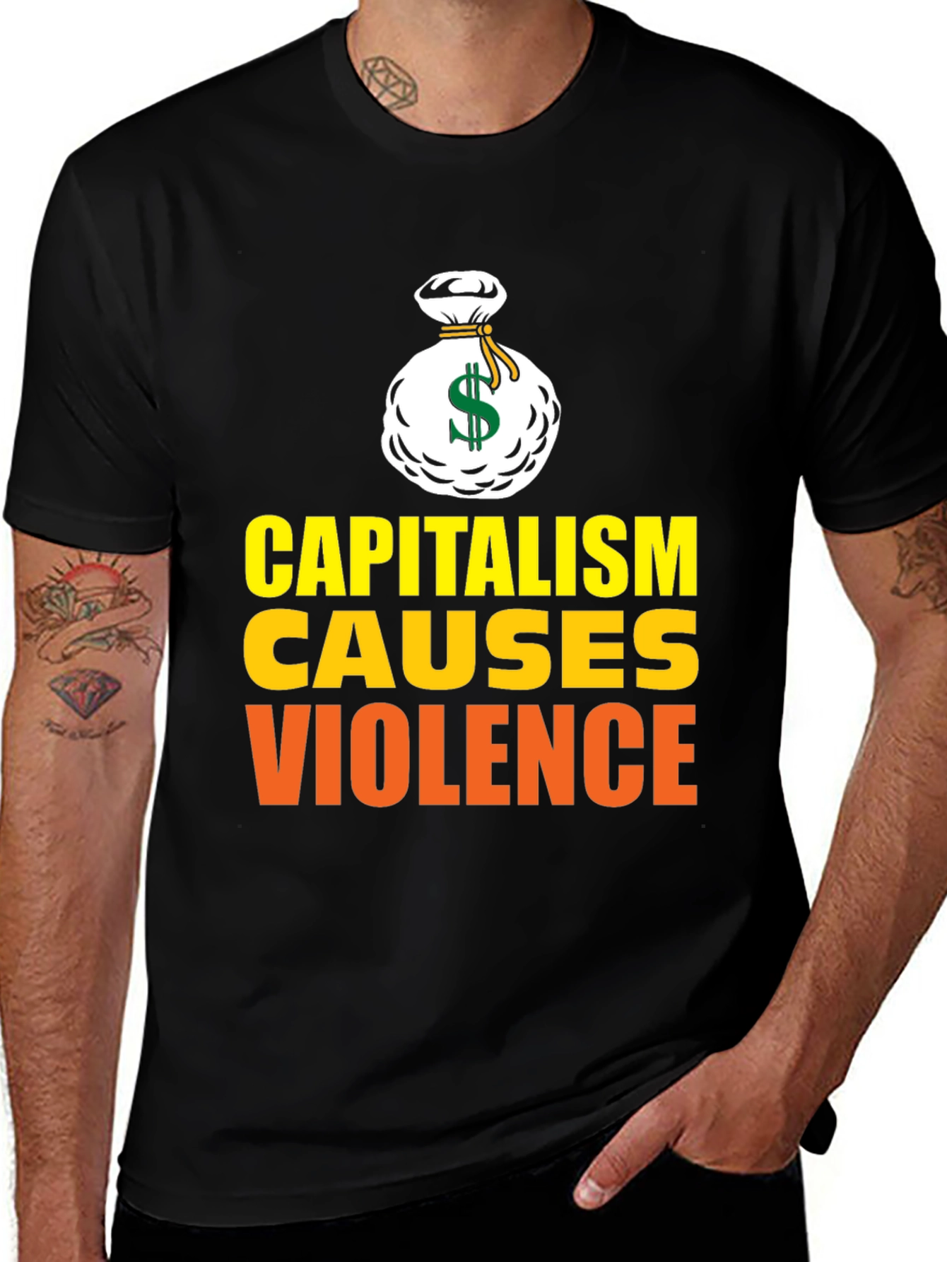 Variant 2 of Capitalism Causes Violence Graphic T-Shirt