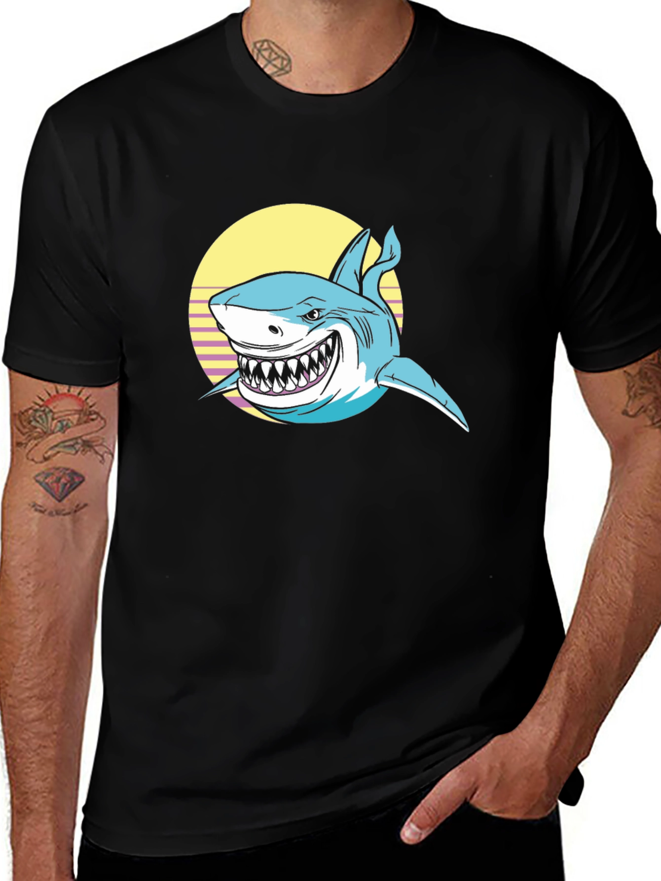Variant 19 of Shark Graphic Print Black T-Shirt