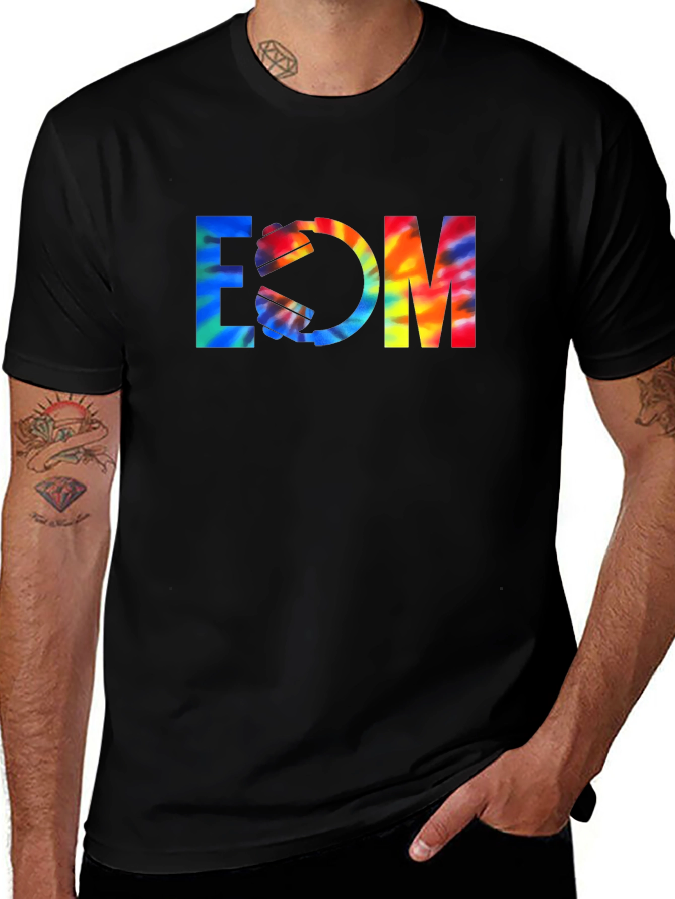 Variant 21 of EDM Tie-Dye Graphic Black T-Shirt