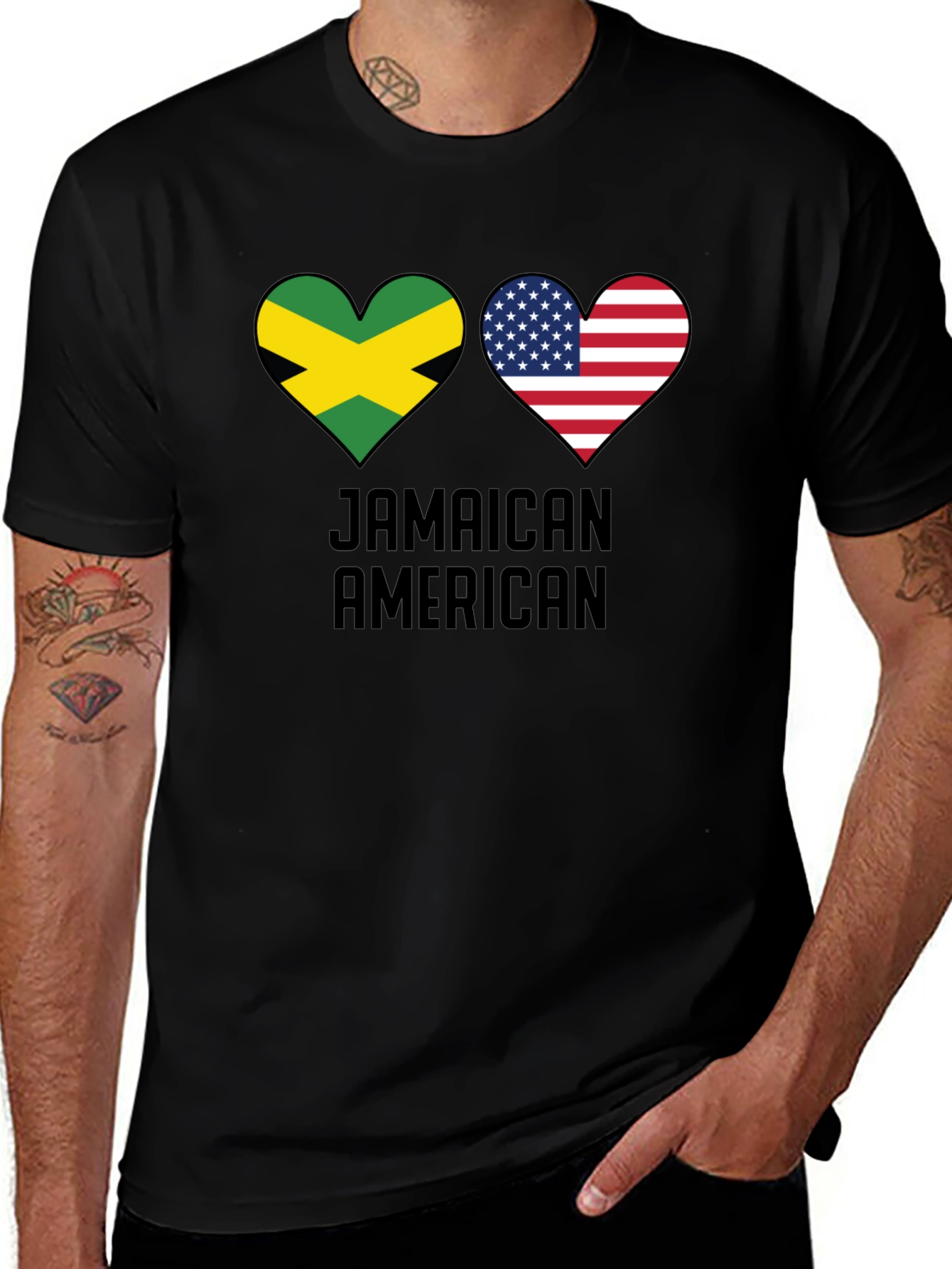 Jamaican American Flag Heart T-Shirt