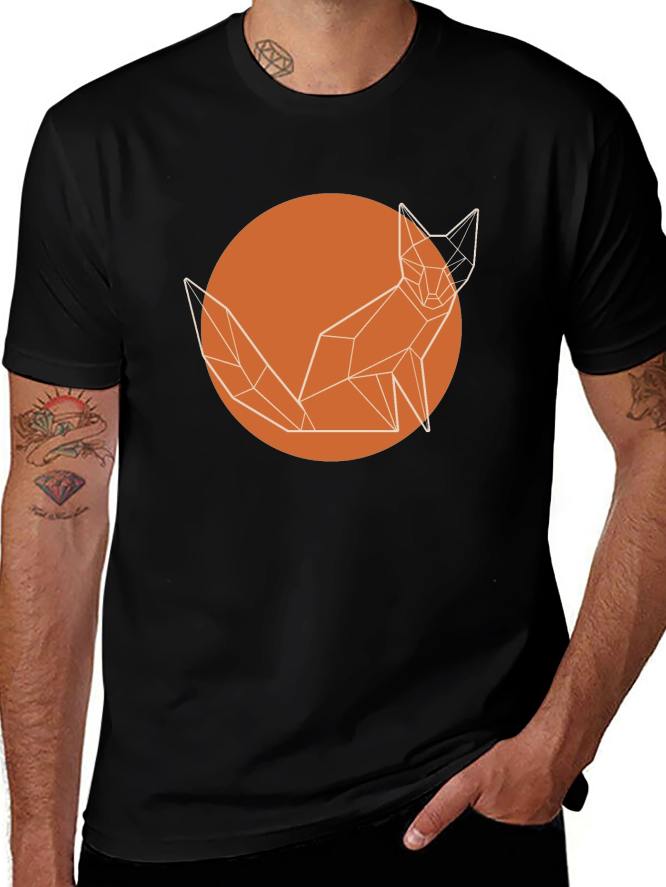 Variant 19 of Geometric Fox Graphic Tee - Minimalist Style