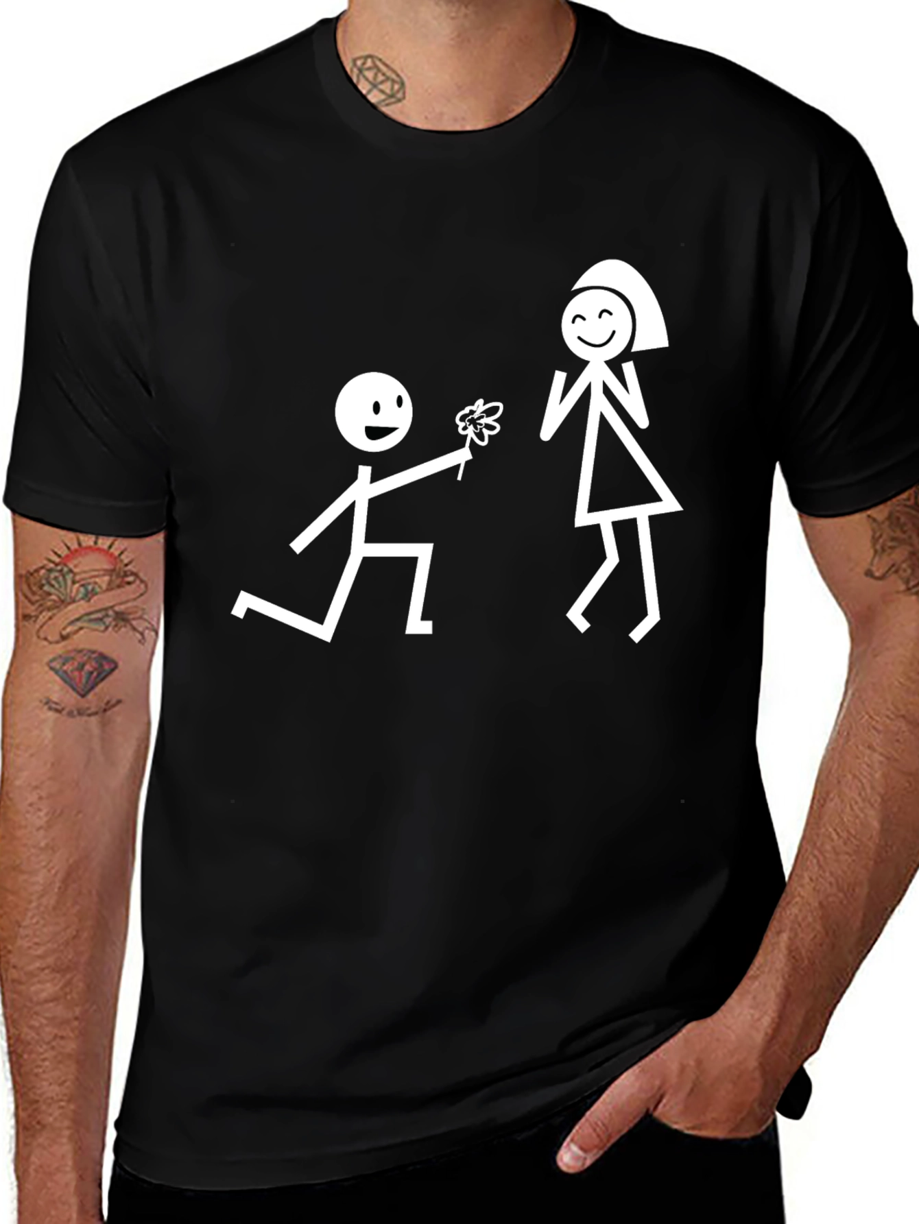 Variant 18 of Stick Figure Love Black T-Shirt