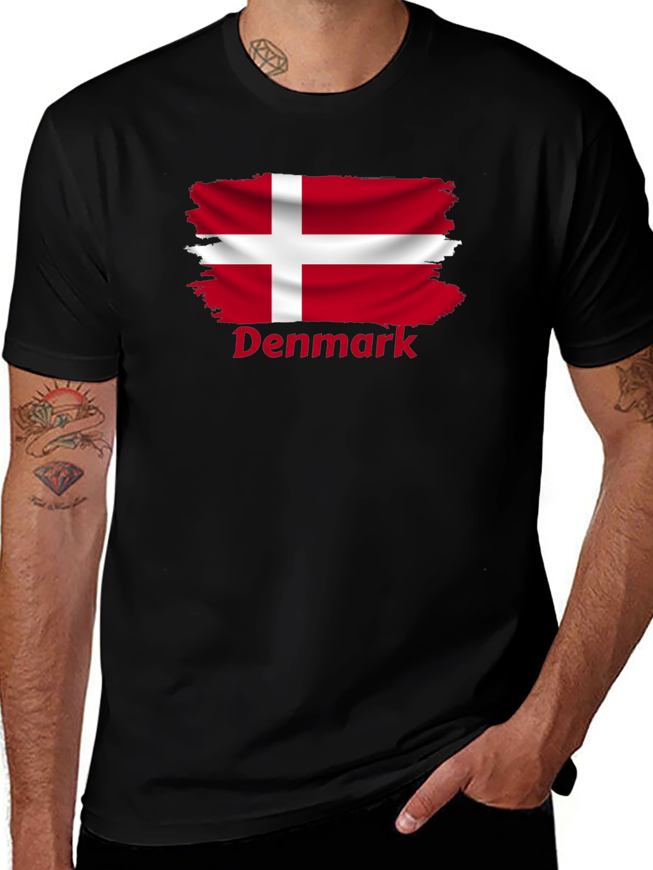 Denmark Flag T-Shirt - Black Cotton Tee