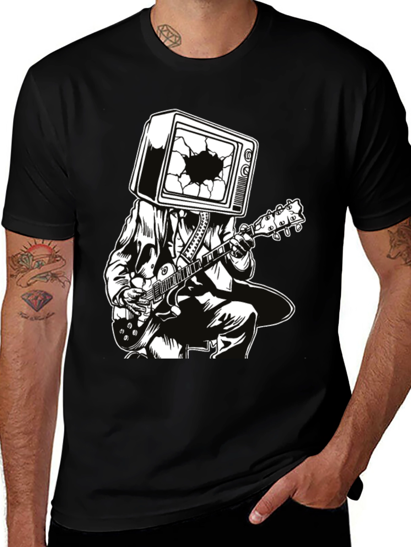Variant 9 of Guitar Man with TV Head Graphic T-Shirt