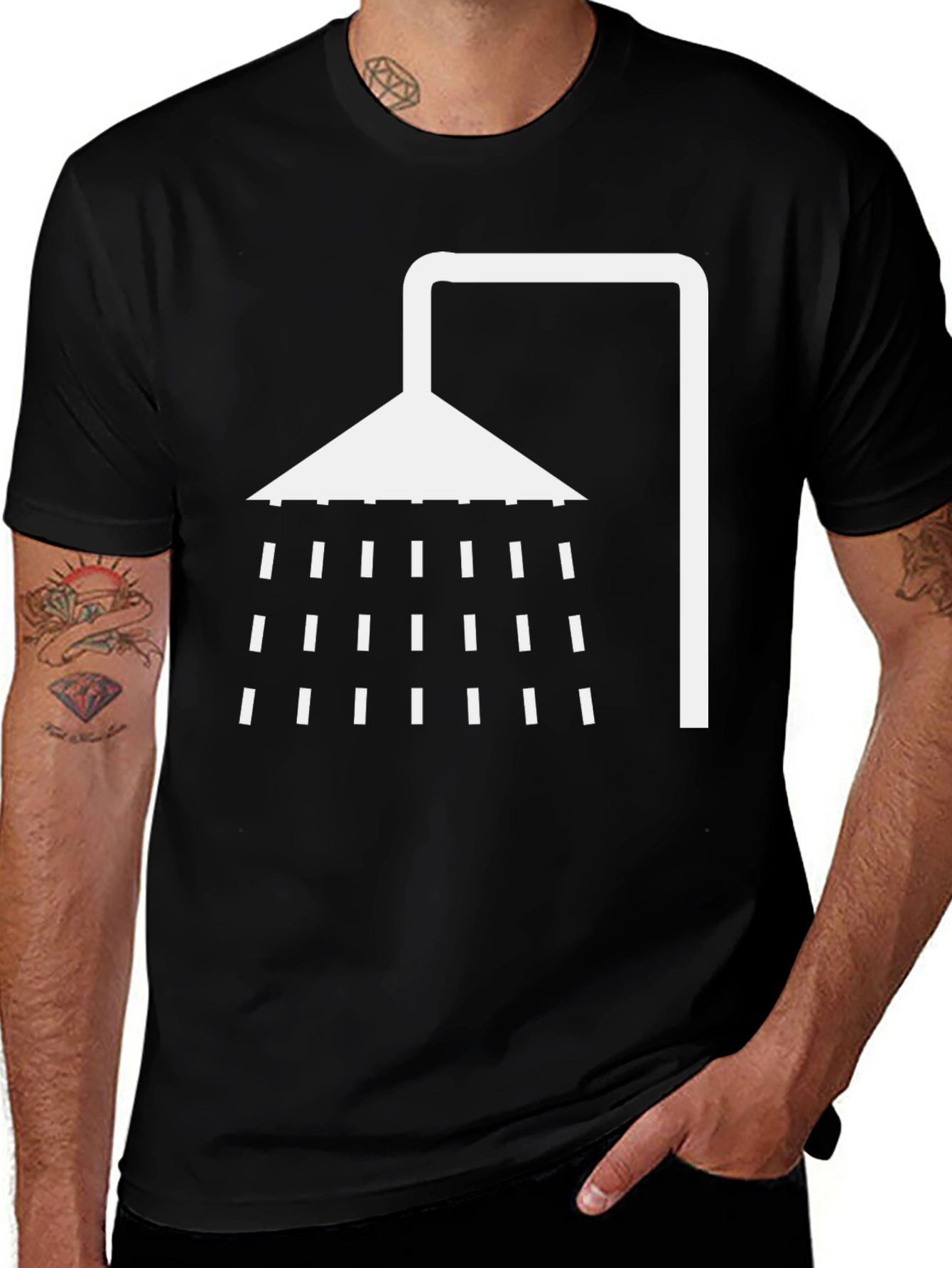 Variant 29 of Shower Graphic T-Shirt - Black Cotton Tee