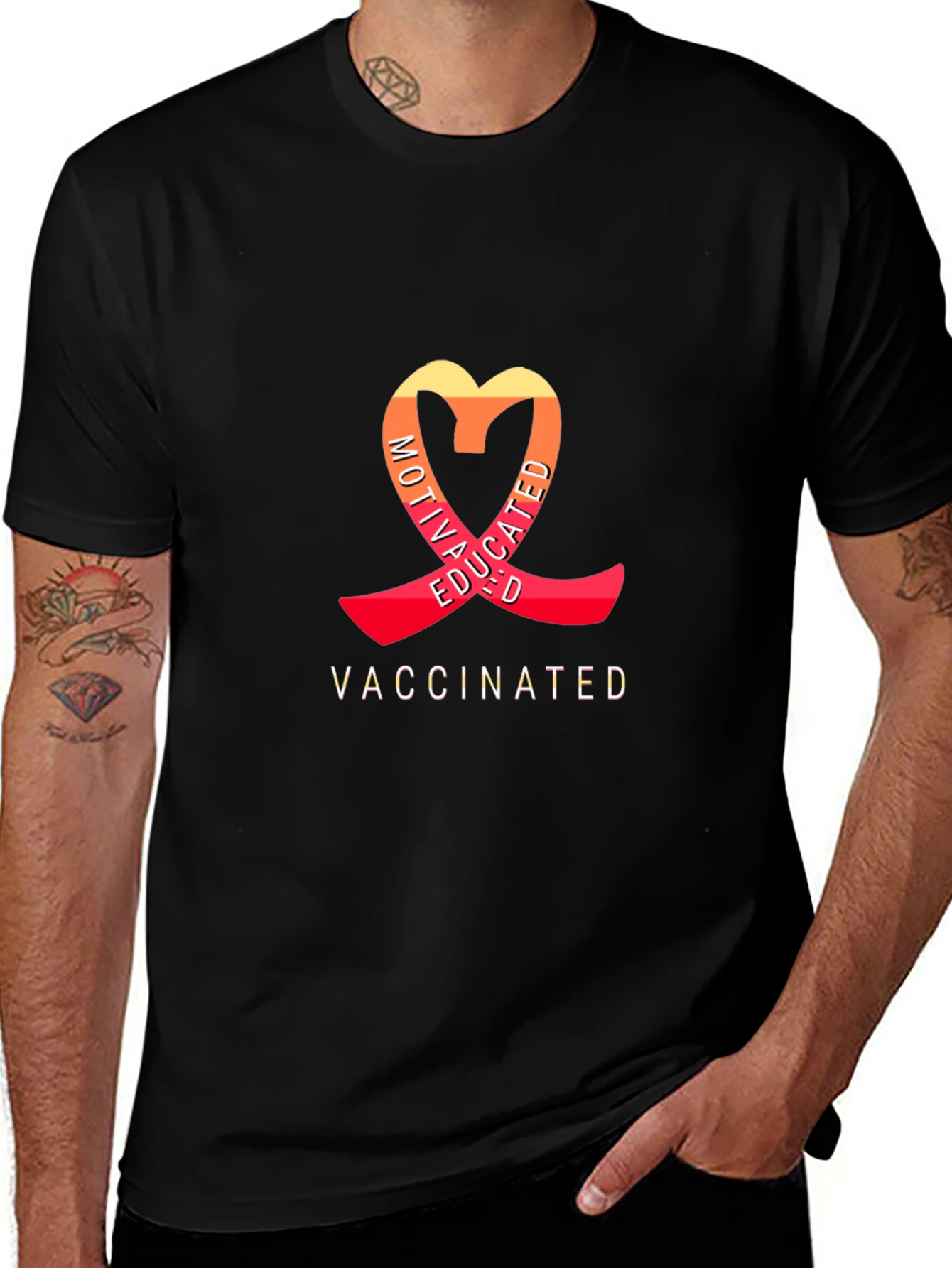 Variant 10 of Motivated Educated Vaccinated Graphic T-Shirt