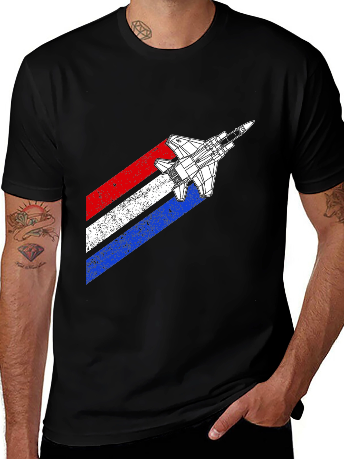 Variant 10 of Retro Fighter Jet Graphic T-Shirt