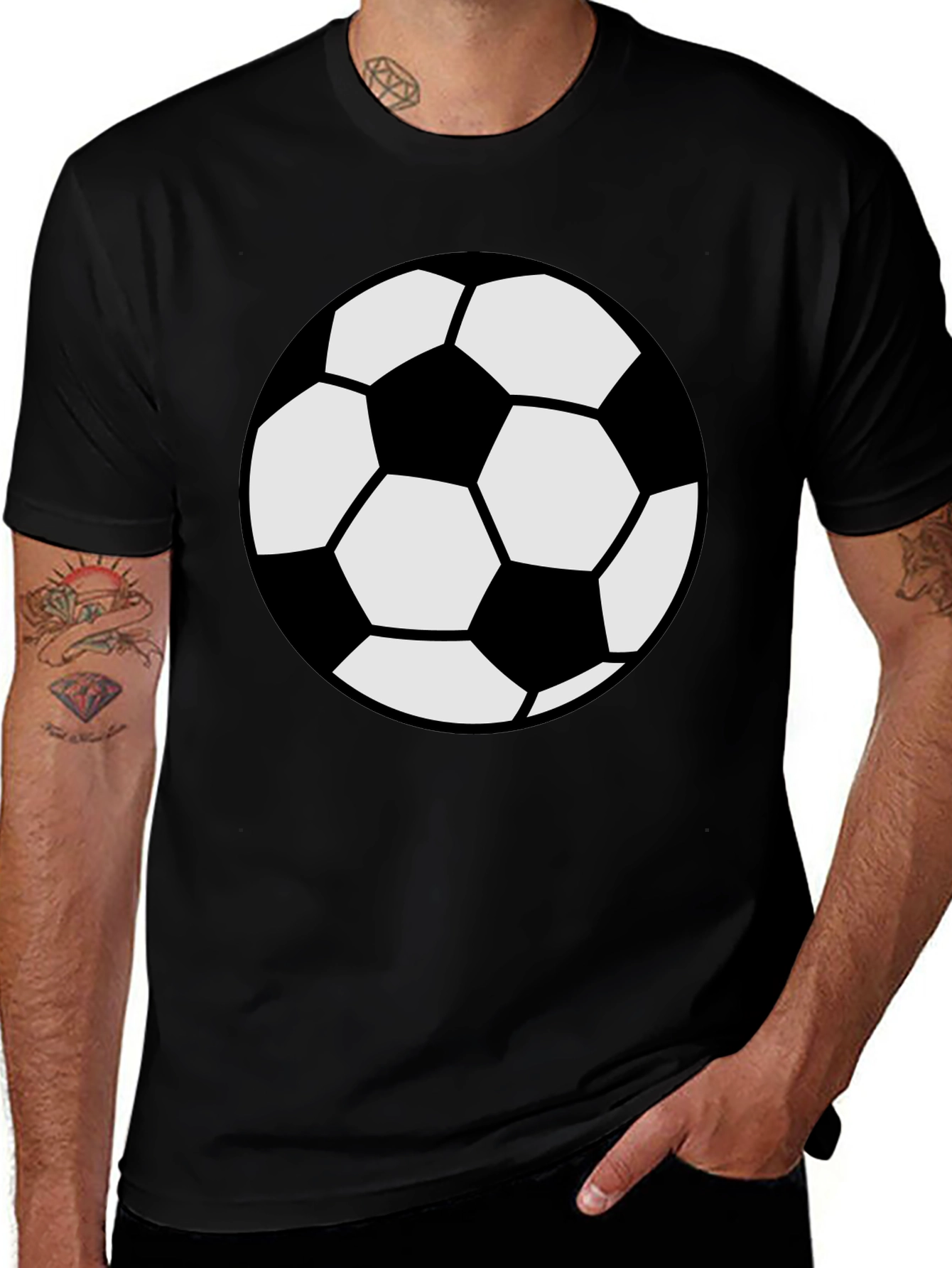 Black Soccer Ball Graphic Tee - Black Cotton Comfort main image