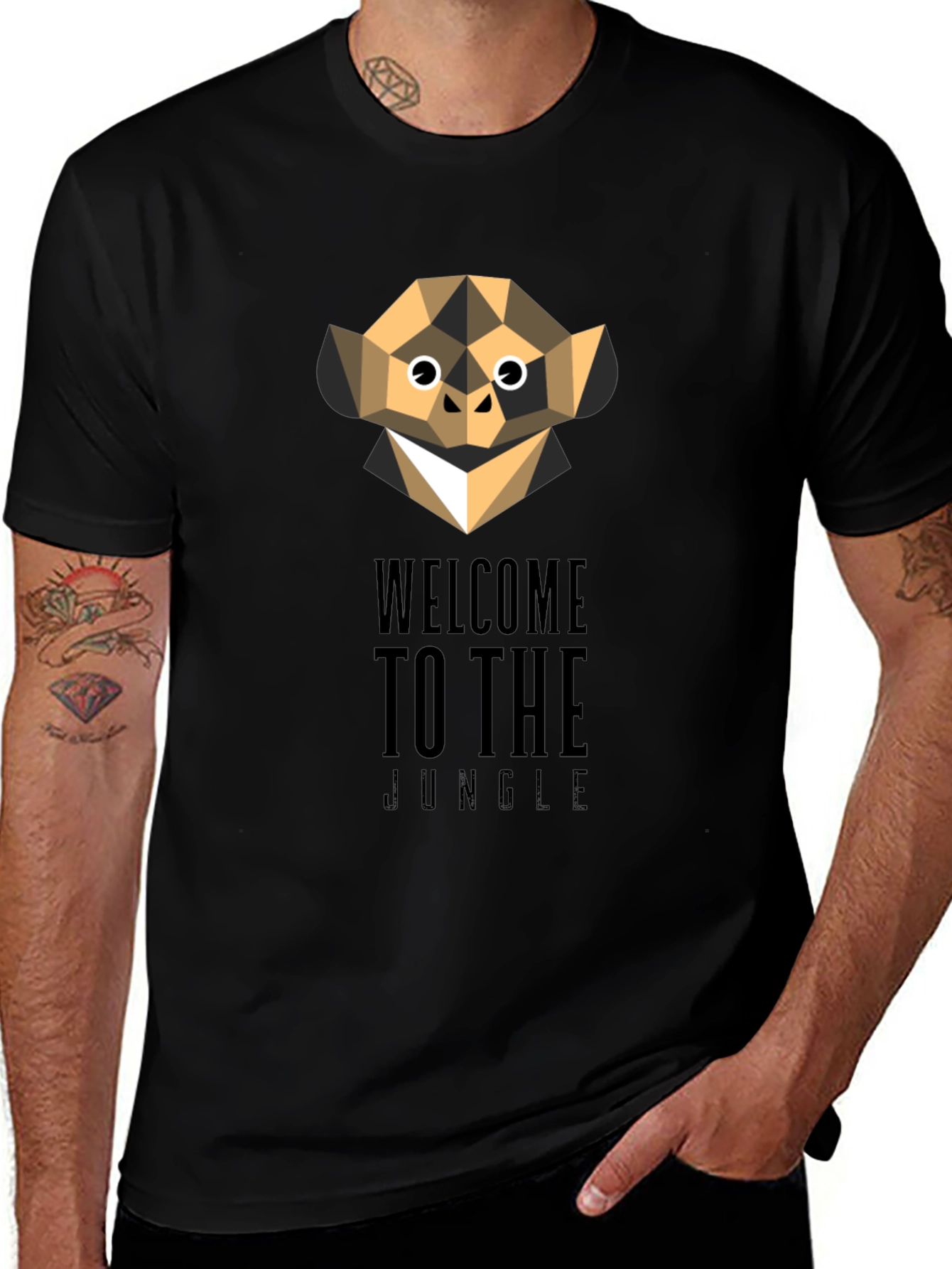 Variant 20 of Geometric Monkey Graphic T-Shirt - Welcome to the Jungle