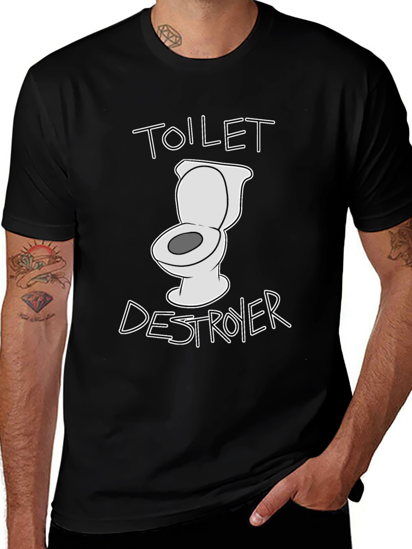 Toilet Destroyer Graphic T-Shirt - Funny Novelty Tee