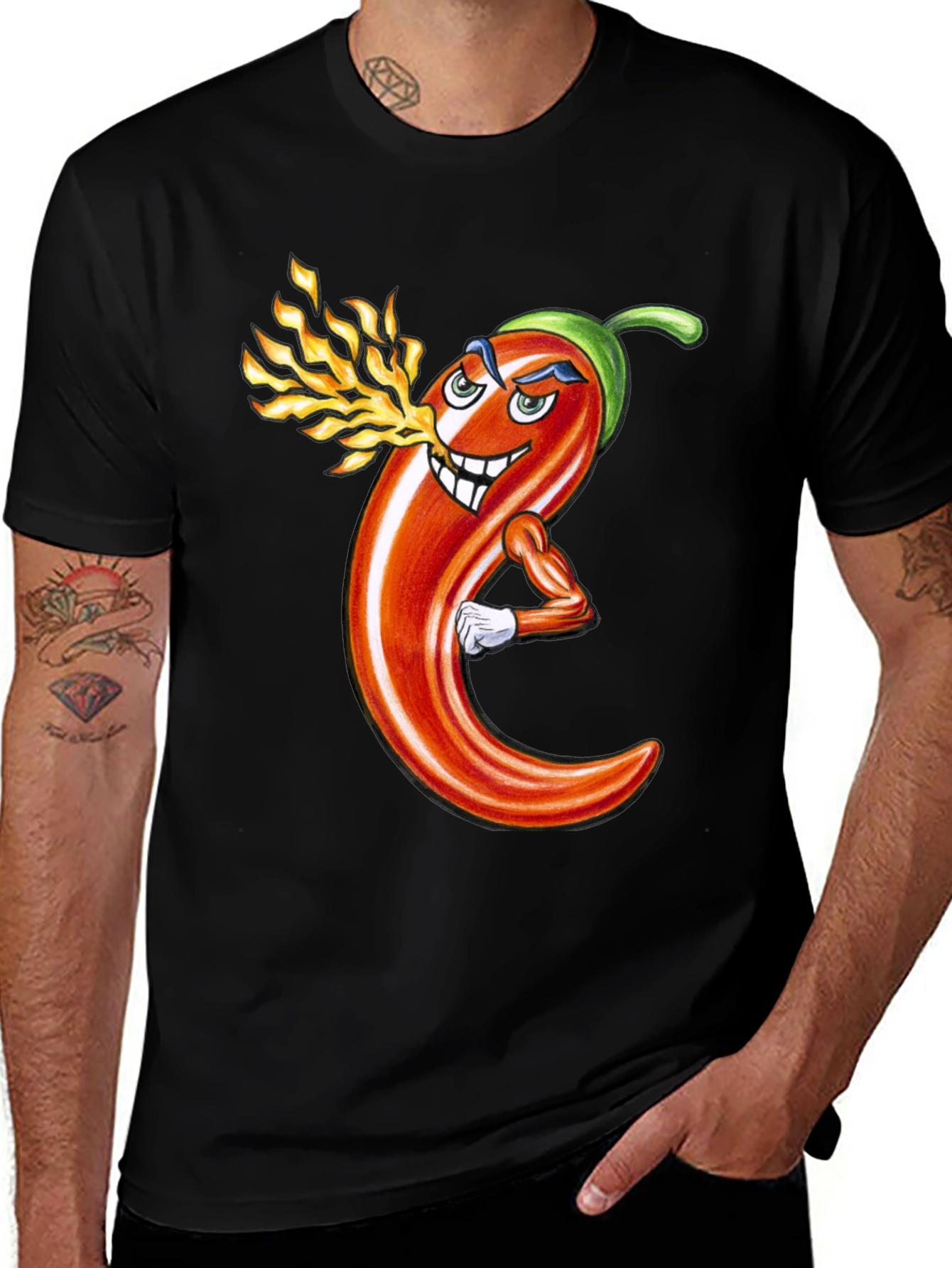 Variant 25 of Spicy Chili Pepper T-Shirt - Bold Cartoon Design