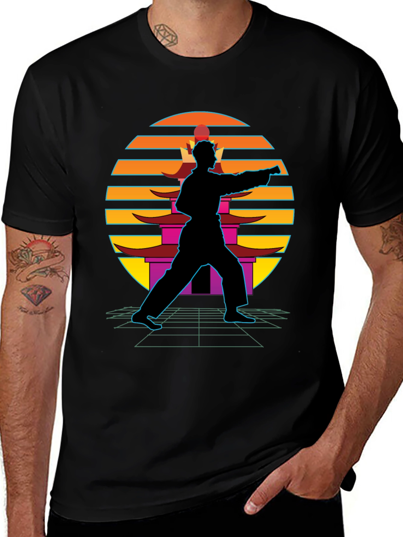 Retro Karate Black T-Shirt