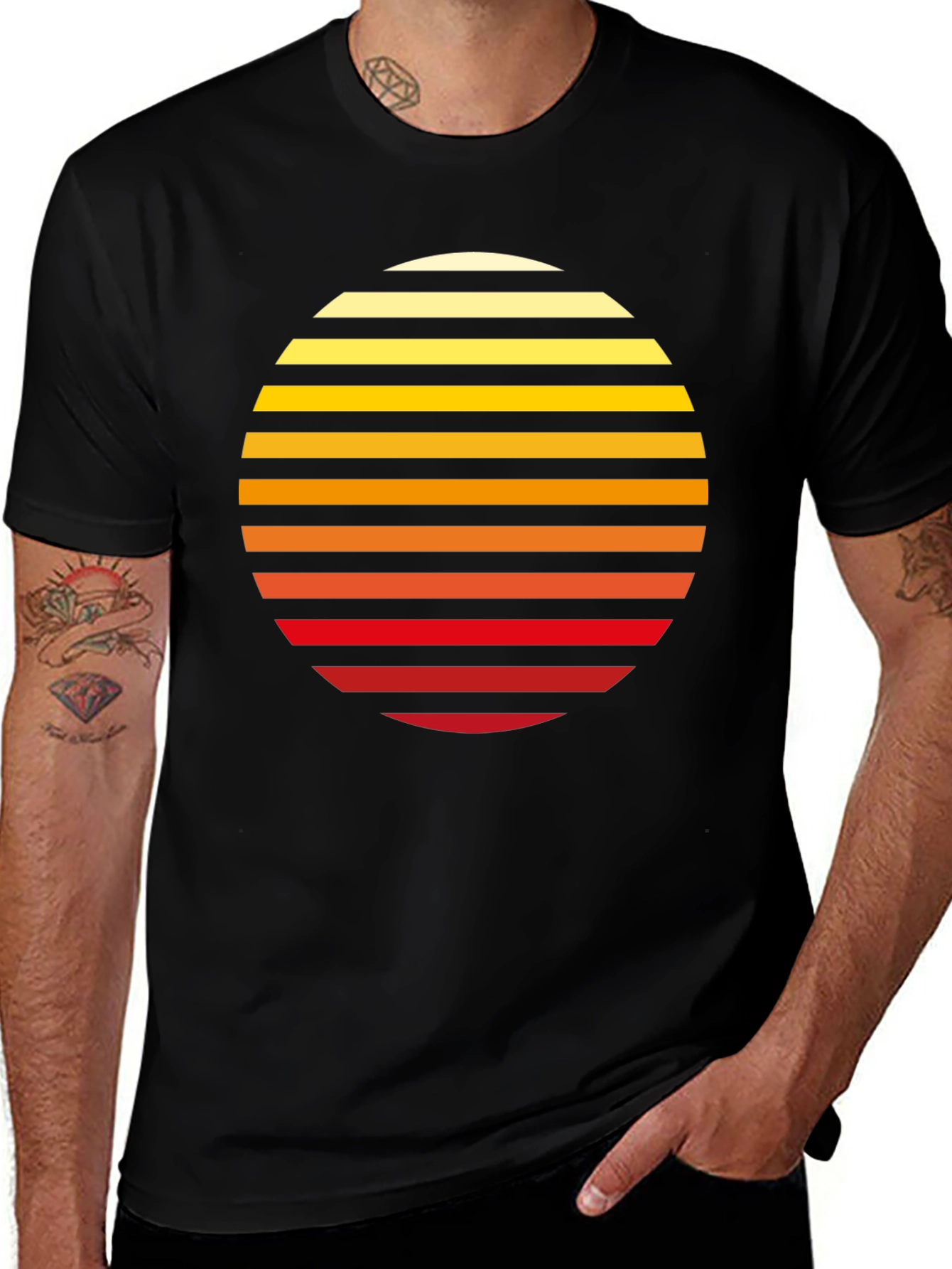 Variant 3 of Retro Sunset Striped Graphic Tee