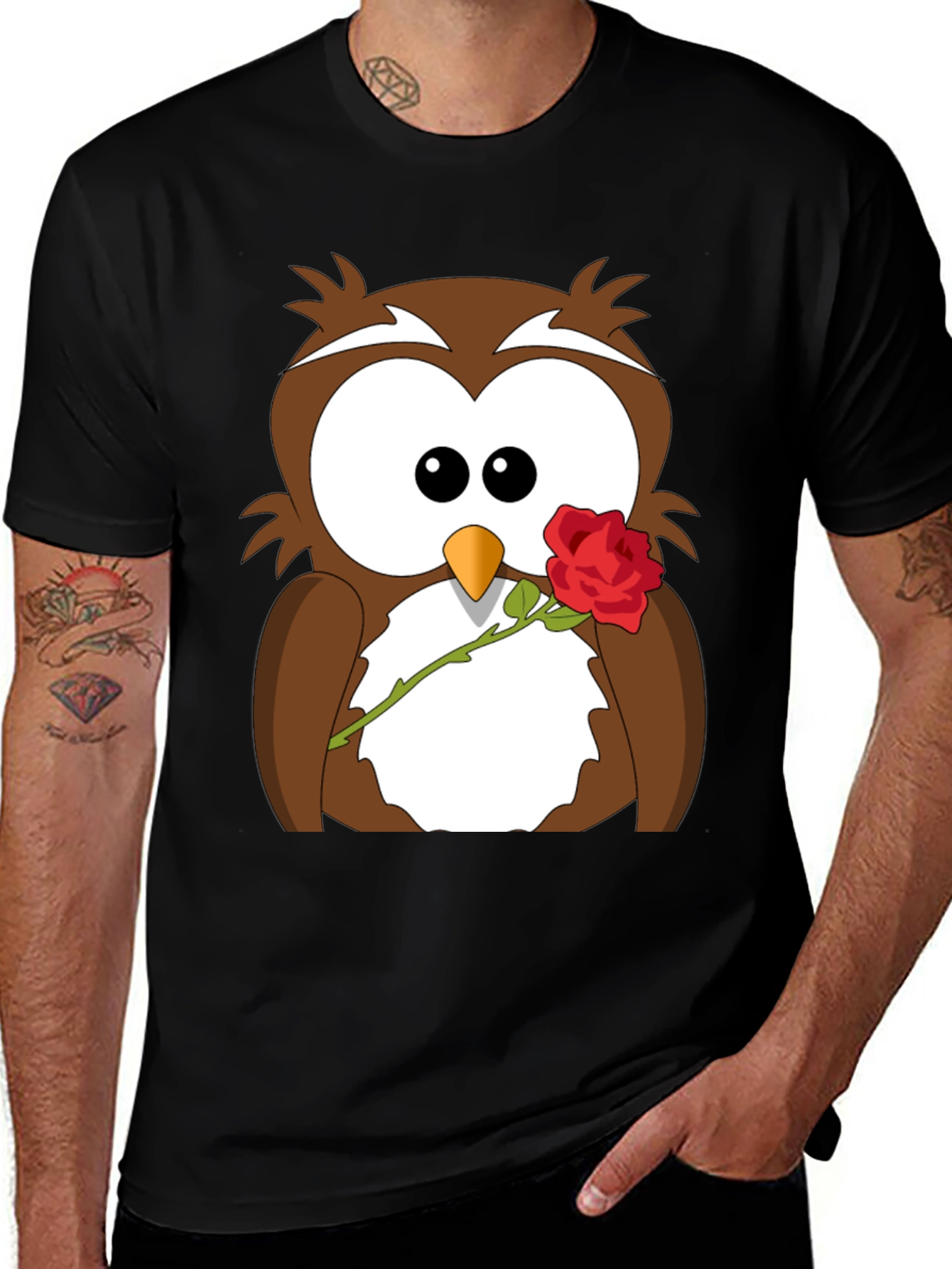 Variant 27 of Owl With Rose Graphic T-Shirt