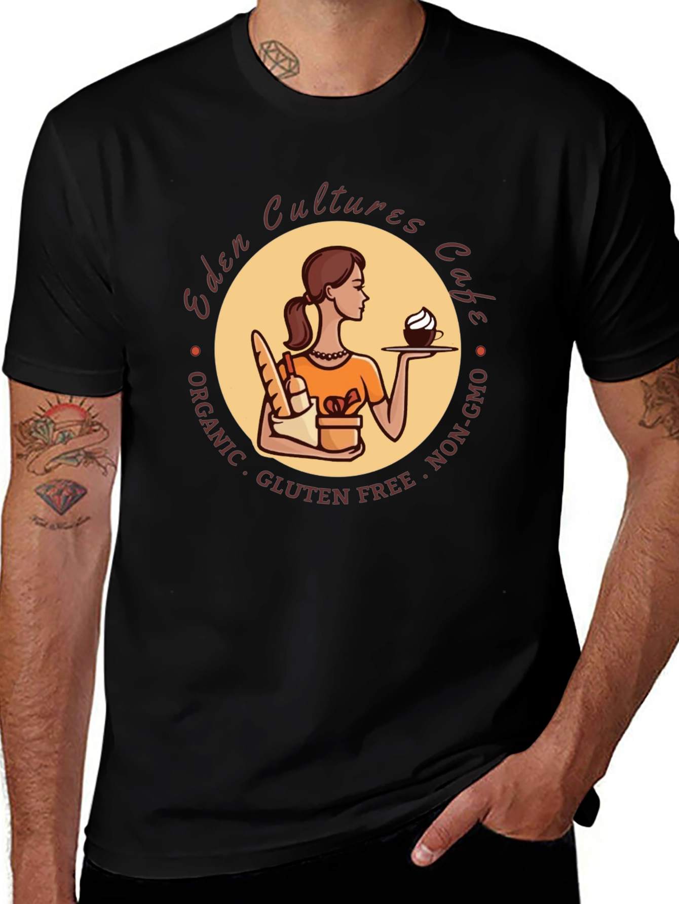 Eden Cultures Cafe T-Shirt - Organic, Gluten-Free, Non-GMO