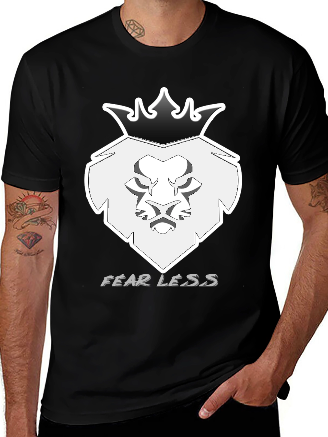 Variant 18 of Fearless Lion Crown Graphic T-Shirt - Black