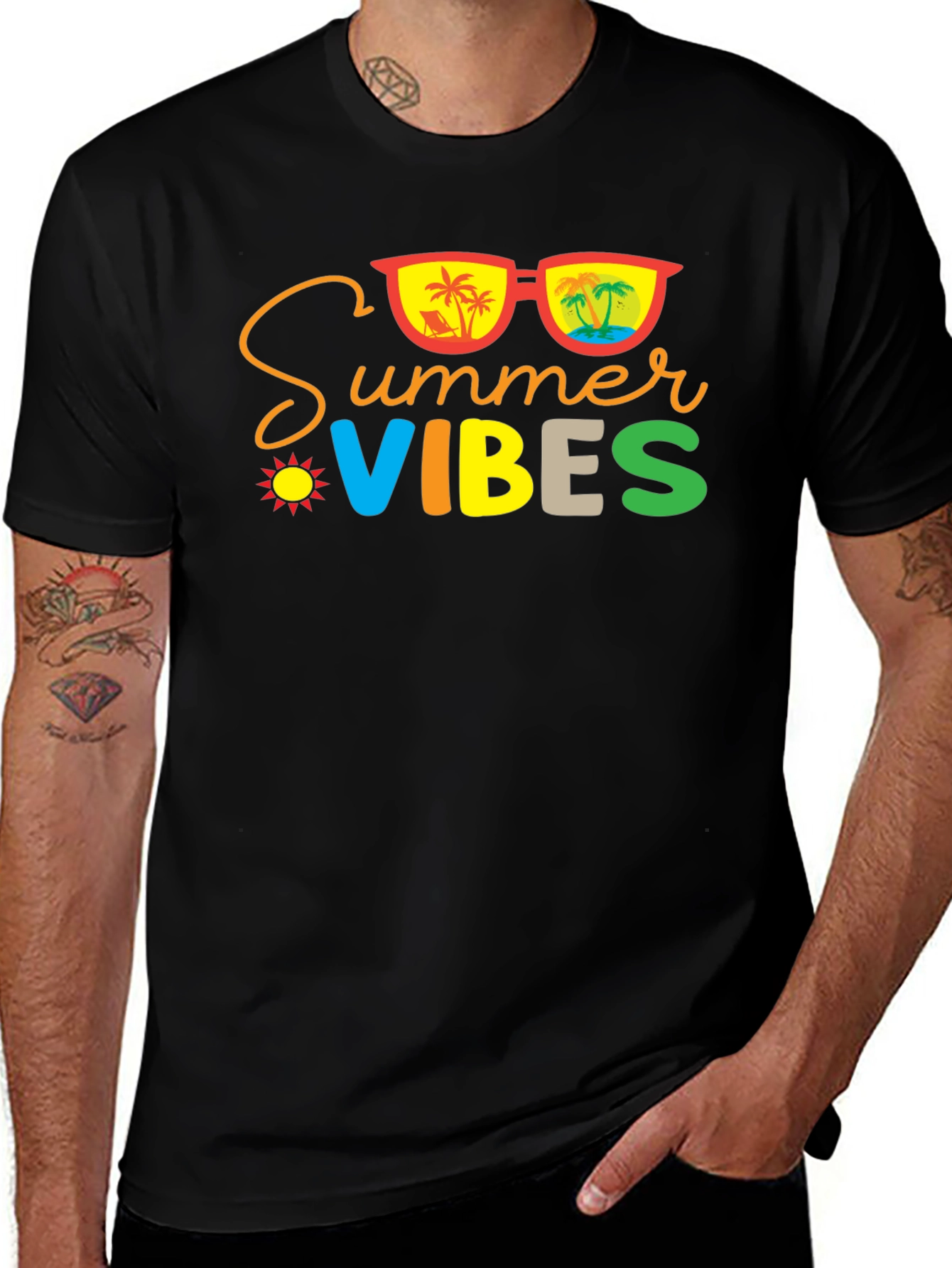 Variant 17 of Summer Vibes Black Graphic T-Shirt