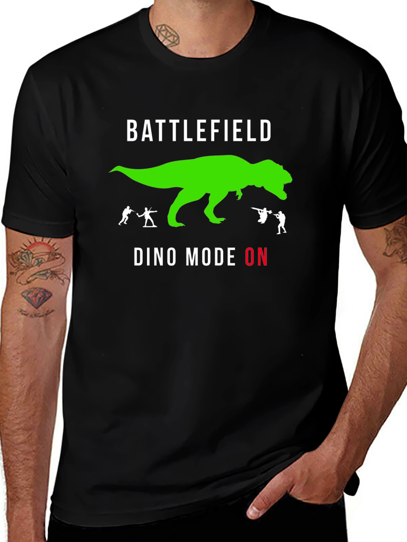 Variant 4 of Battlefield Dino Mode ON Black T-Shirt