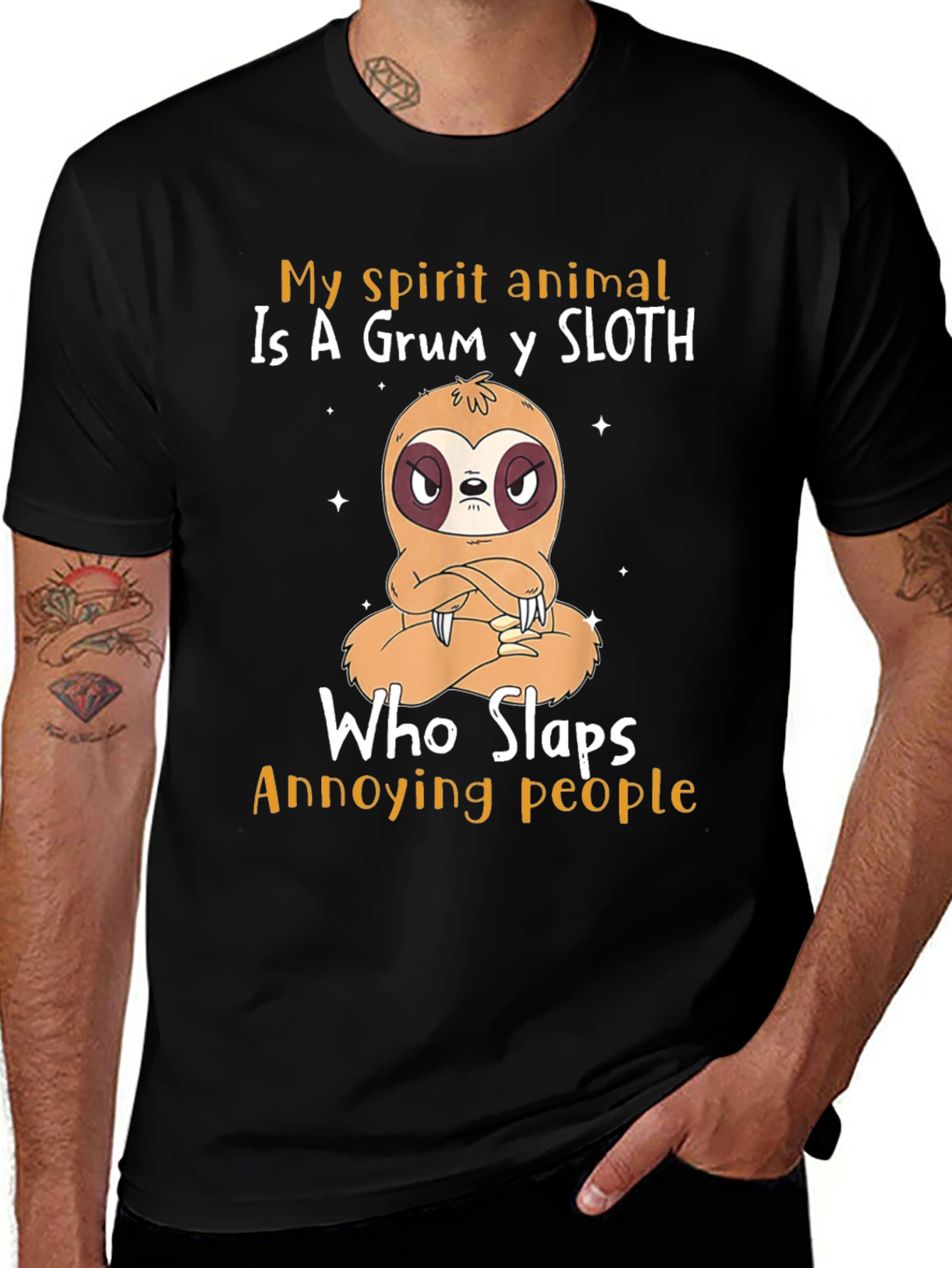 Variant 13 of Grumpy Sloth T-Shirt - Slaps Annoying People