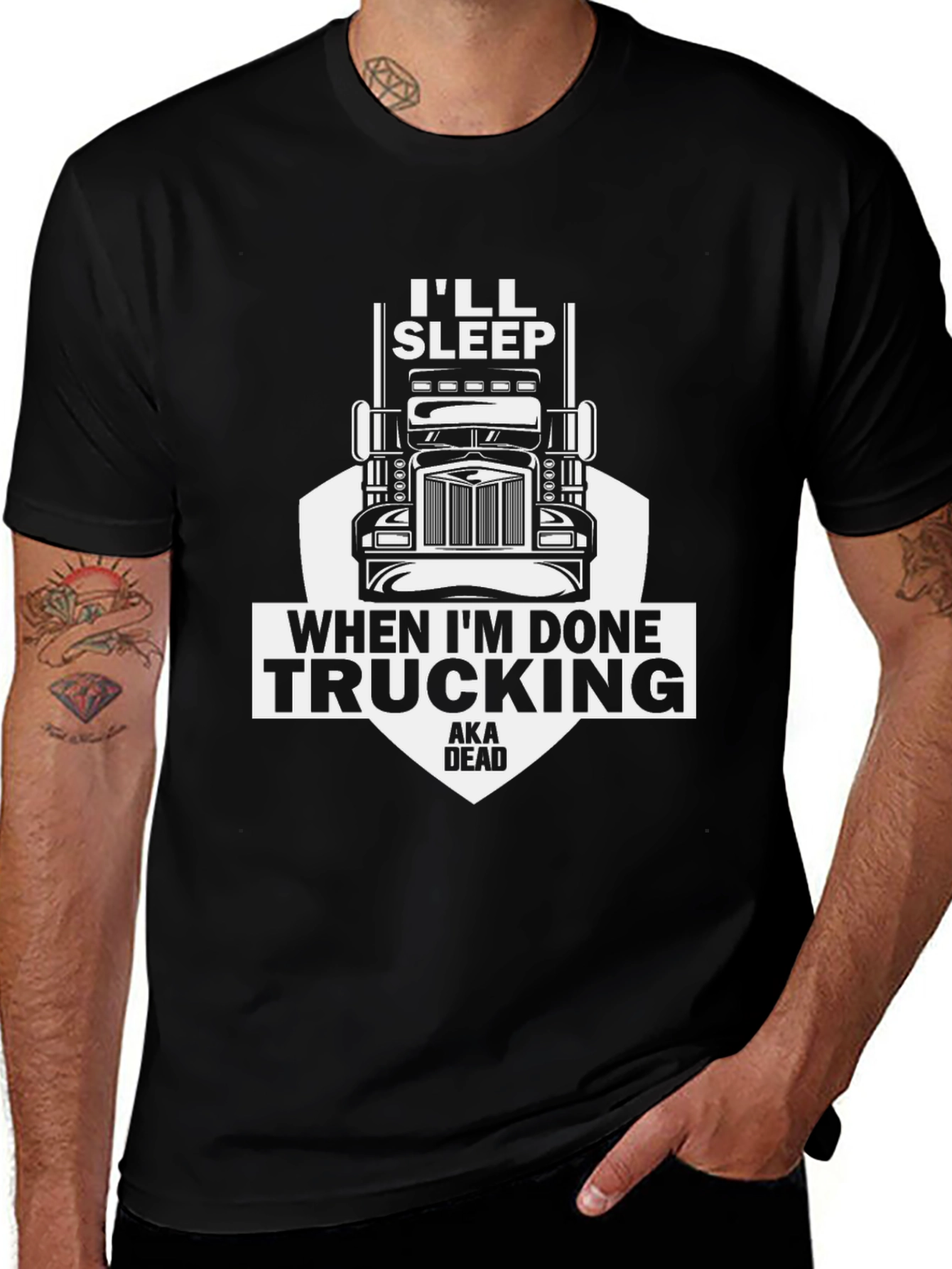 Variant 6 of Trucking Life Black Tee: I'll Sleep When I'm Done Trucking