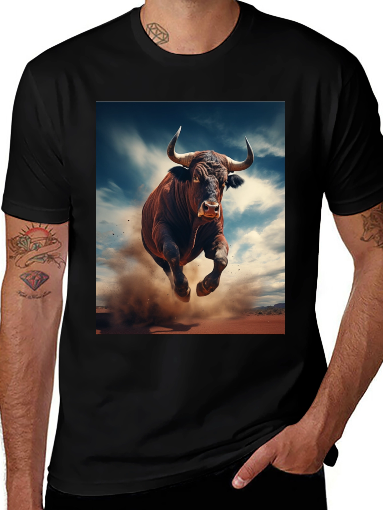 Variant 8 of Raging Bull Graphic Tee - Black Cotton T-Shirt