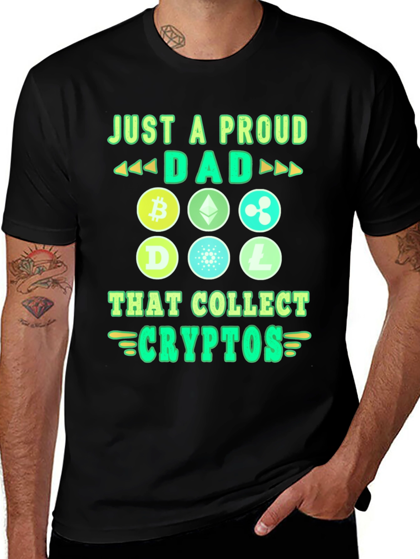Variant 29 of Proud Dad Crypto Collector Black Graphic Tee