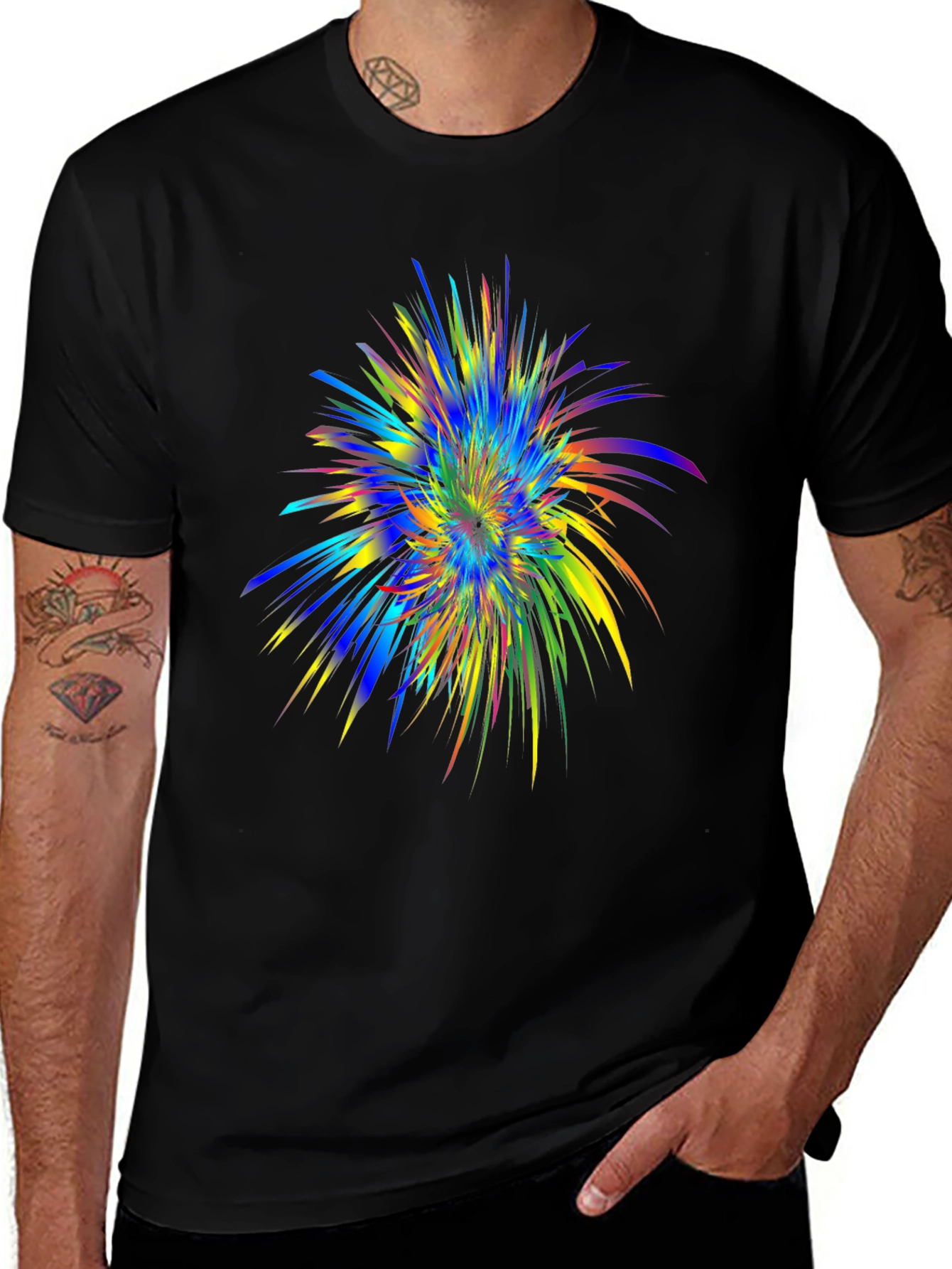 Variant 7 of Abstract Burst Graphic Black T-Shirt