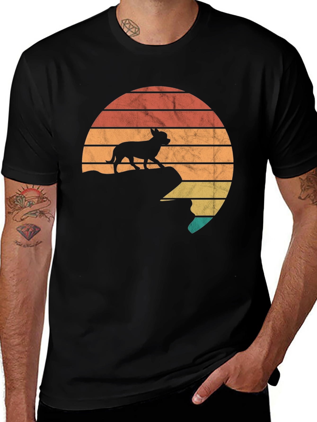 Variant 14 of Dog Silhouette Sunset Graphic Tee