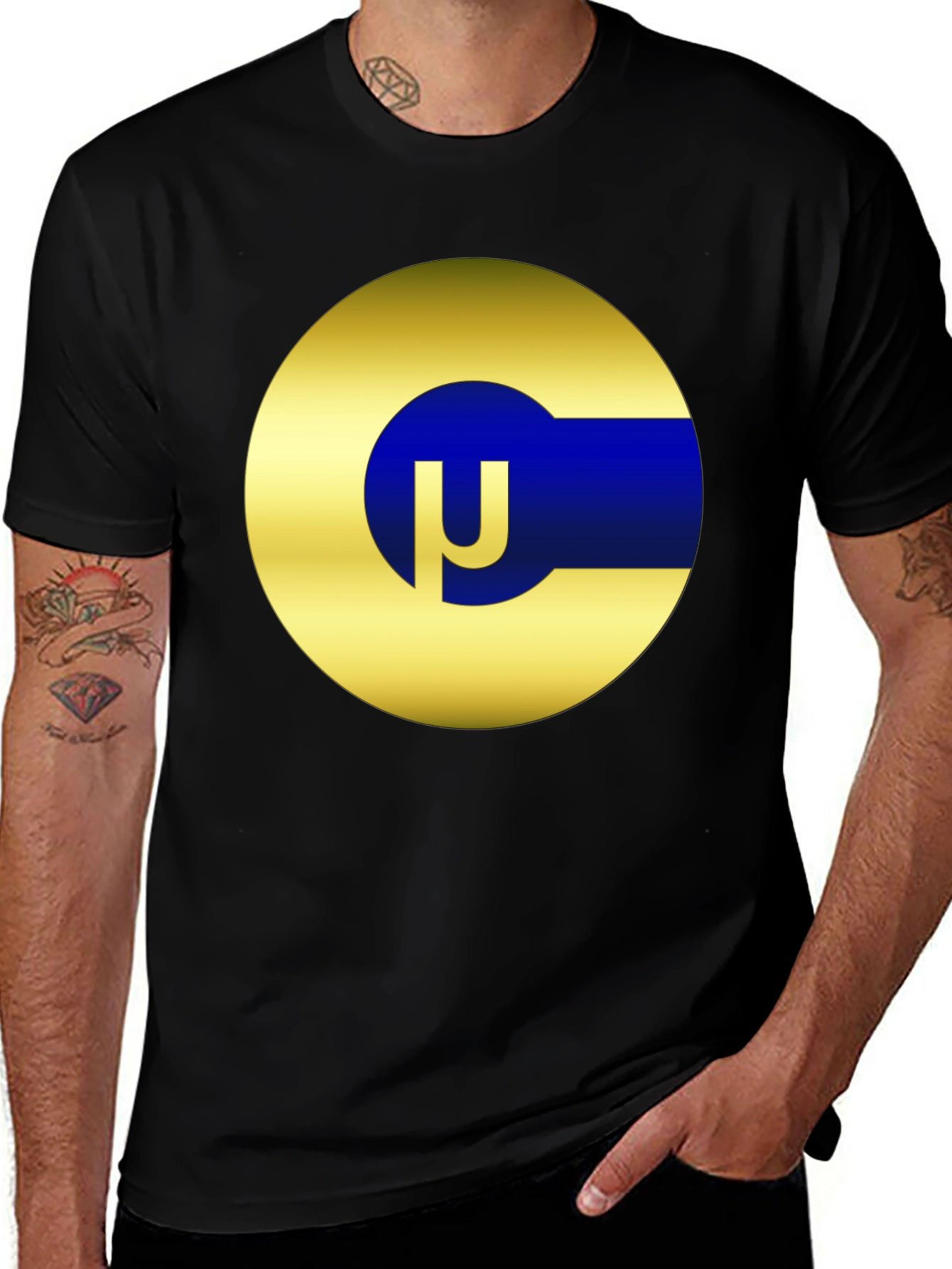 Variant 29 of Modern Gold Circle Logo Black Tee