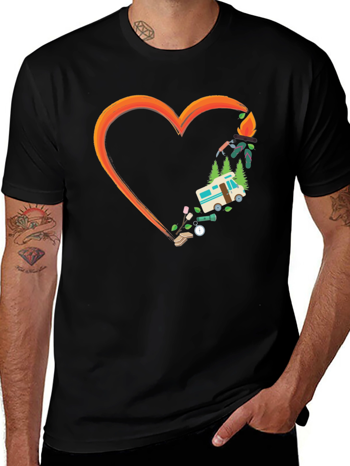 Variant 2 of Camping Heart Graphic Tee - Outdoor Adventure Shirt