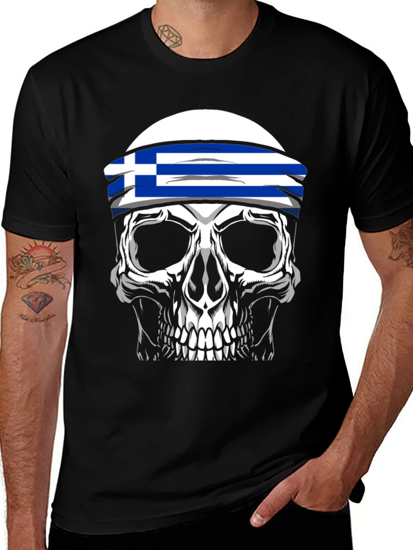 Greek Flag Skull T-Shirt