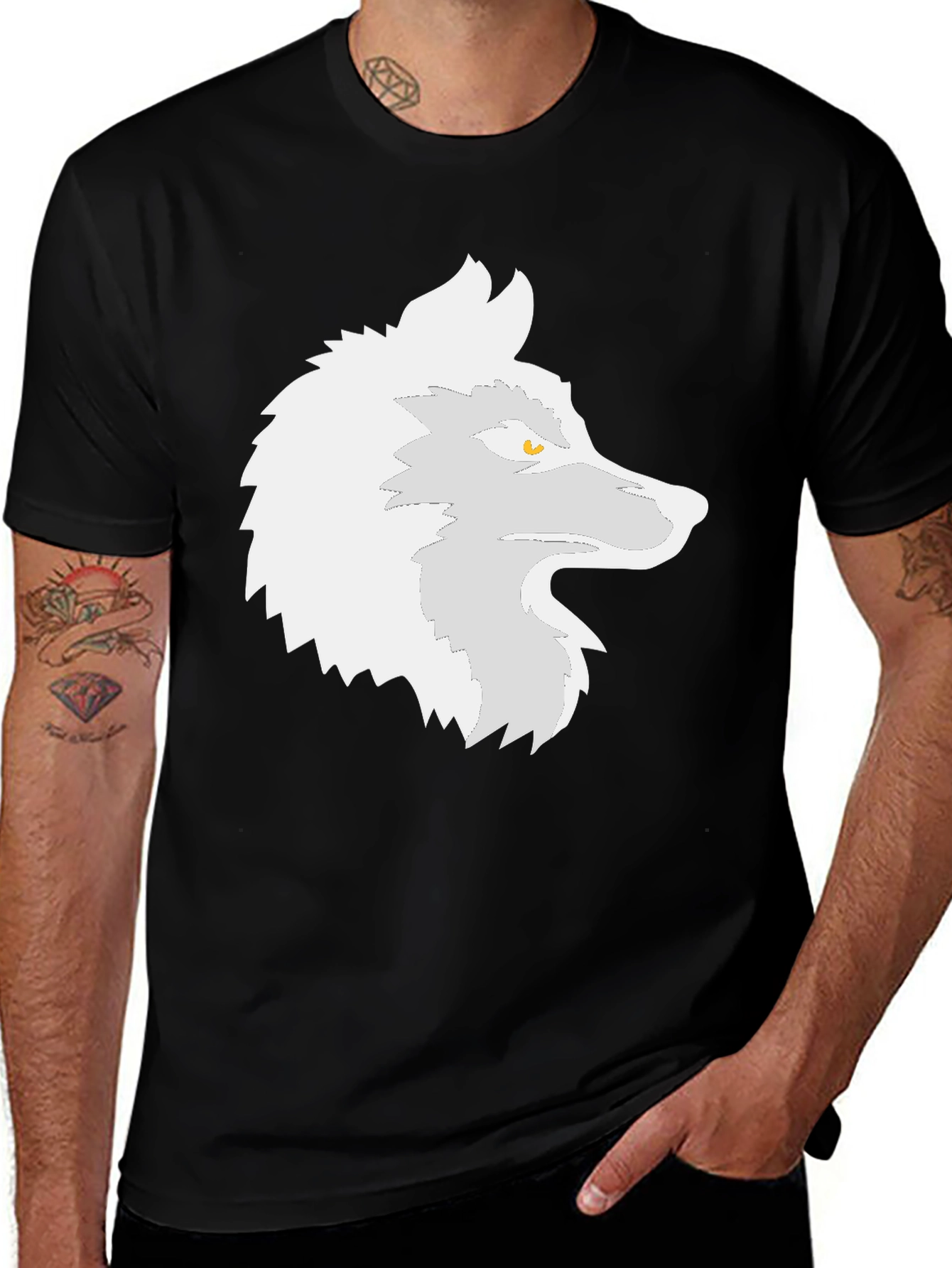 Variant 19 of Cool Wolf Graphic Tee - Black Casual T-Shirt