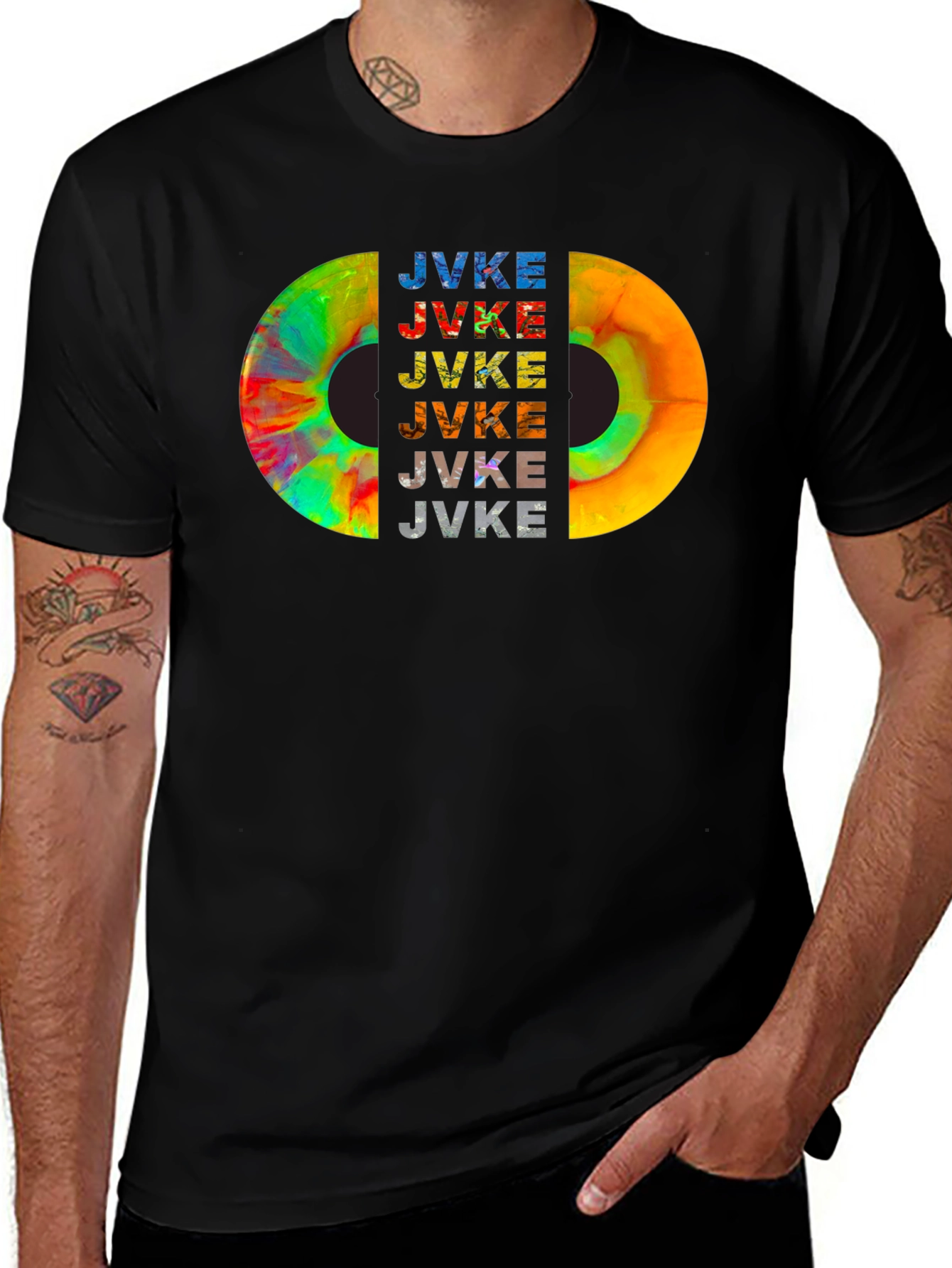 Variant 24 of JVKE Colorful Graphic Print Black T-Shirt