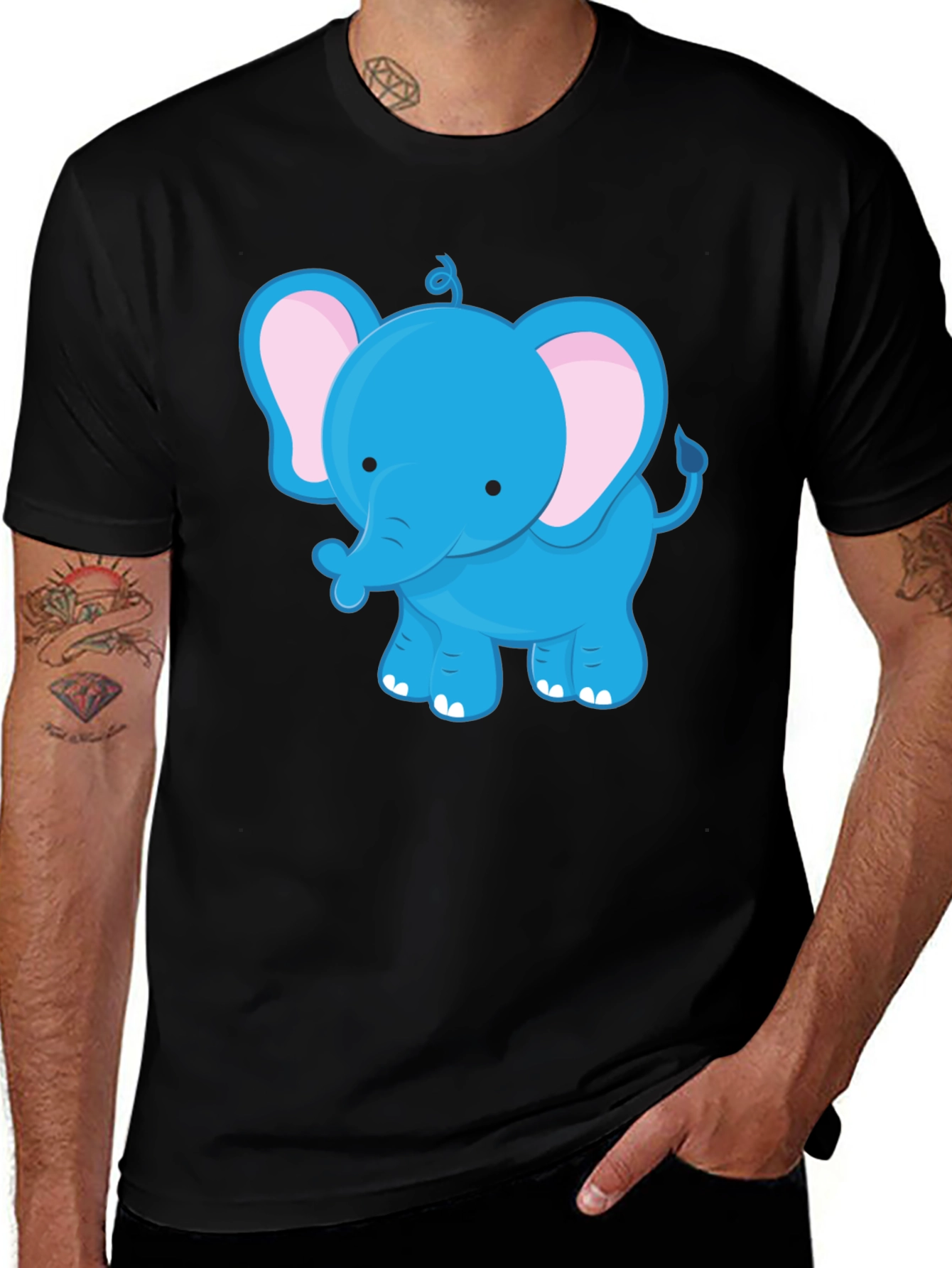 Variant 20 of Cute Blue Elephant Graphic Tee - Unisex Black T-Shirt