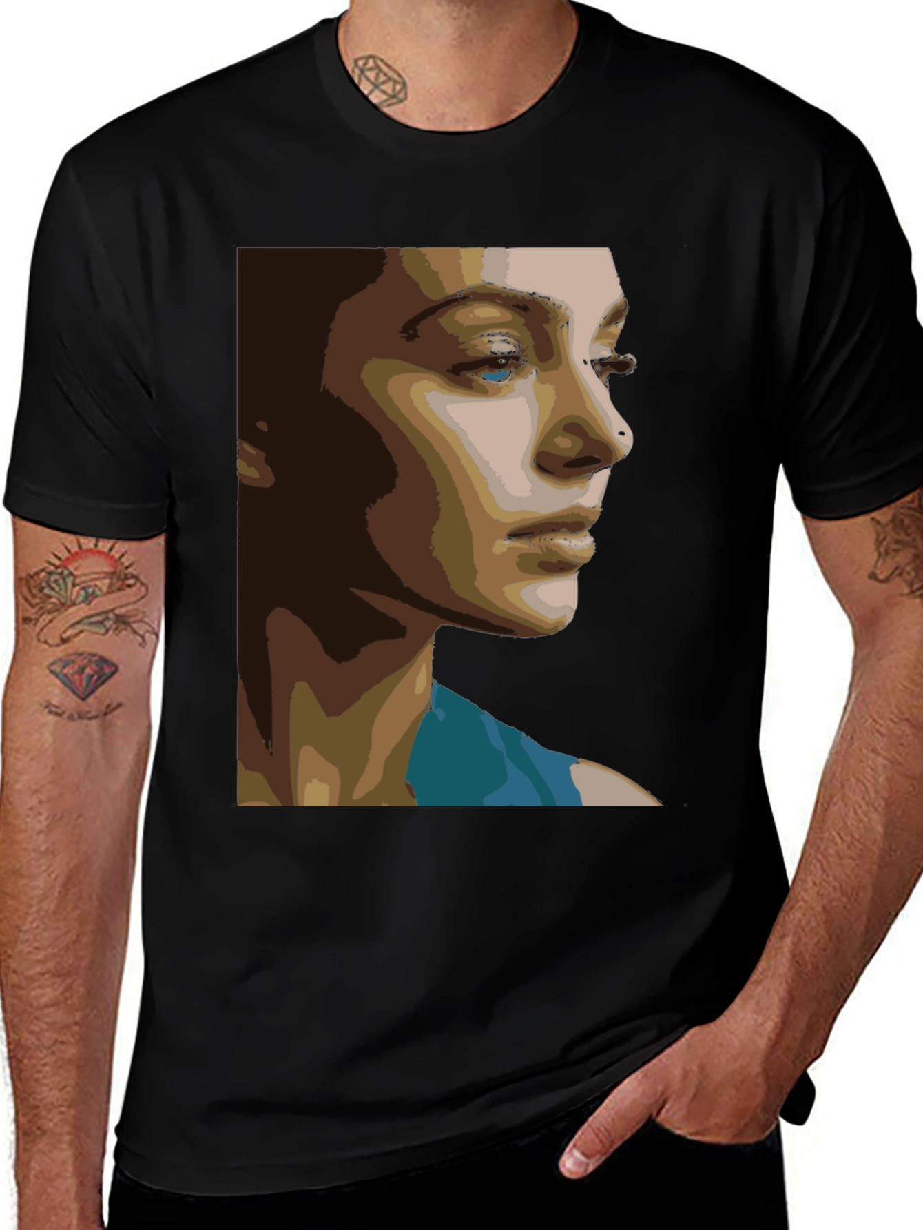 Variant 19 of Abstract Portrait Graphic Tee - Unisex Black T-Shirt