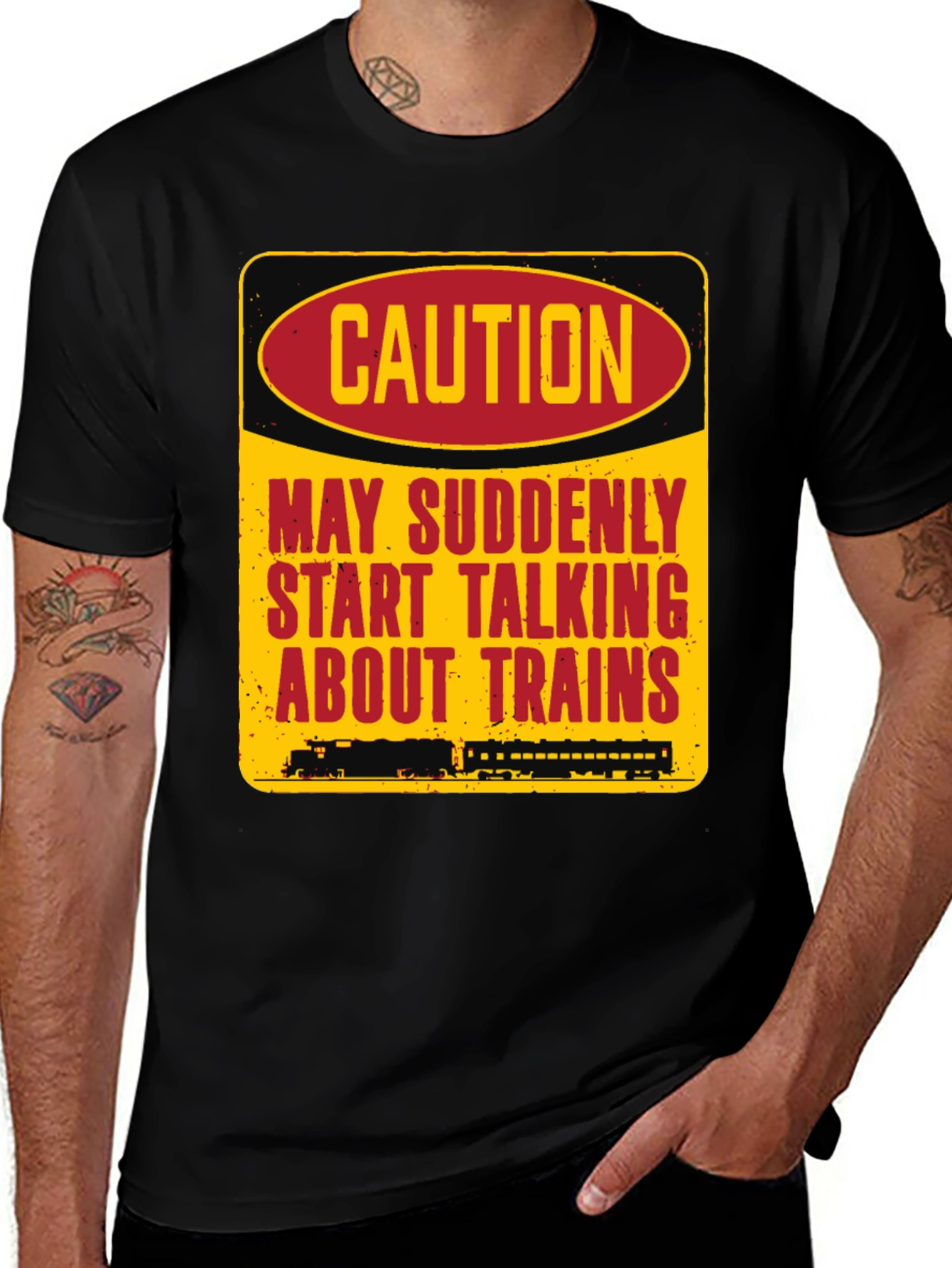 Variant 30 of Caution May Suddenly Talk About Trains T-Shirt