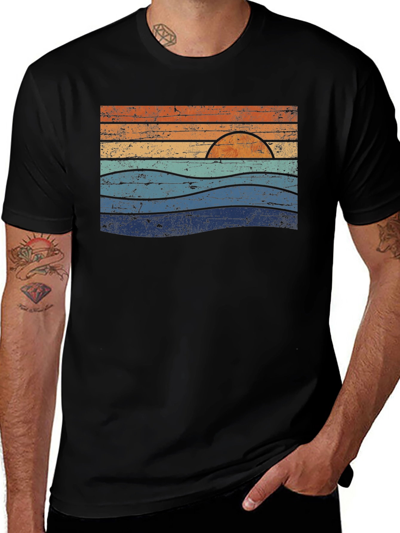 Variant 20 of Retro Sunset Waves Graphic Tee
