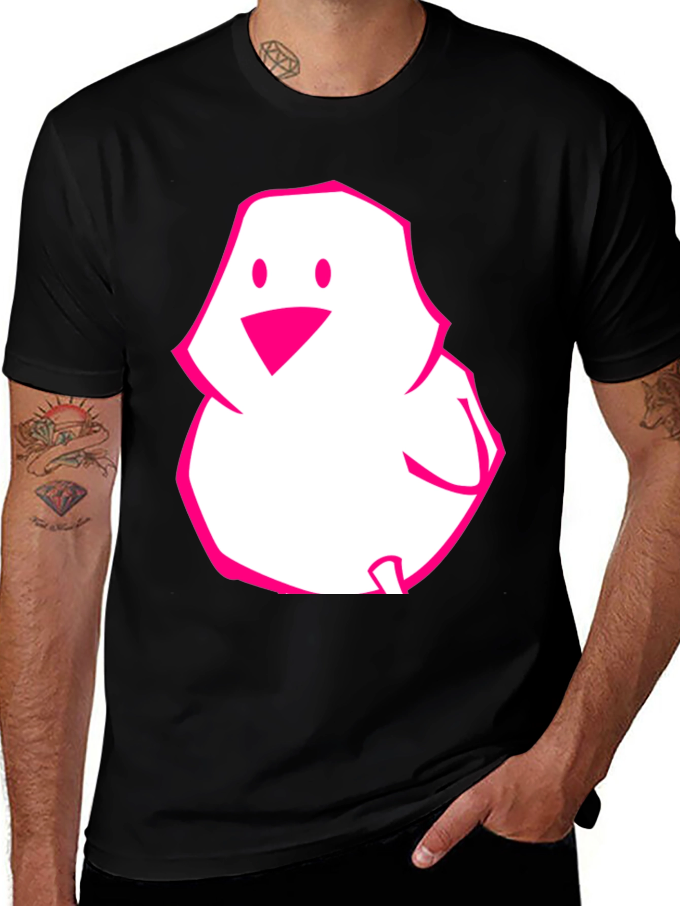 Variant 24 of Black T-Shirt with Pink Chick Graphic