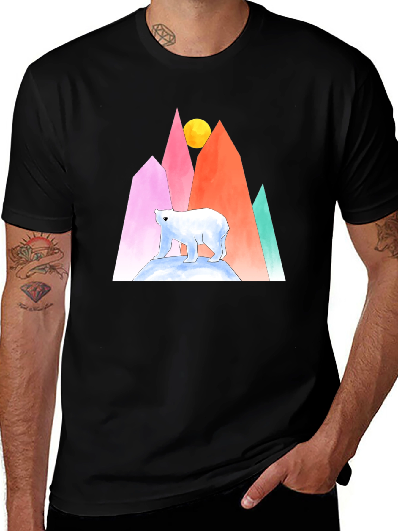 Variant 11 of Watercolor Polar Bear Mountain Graphic Tee