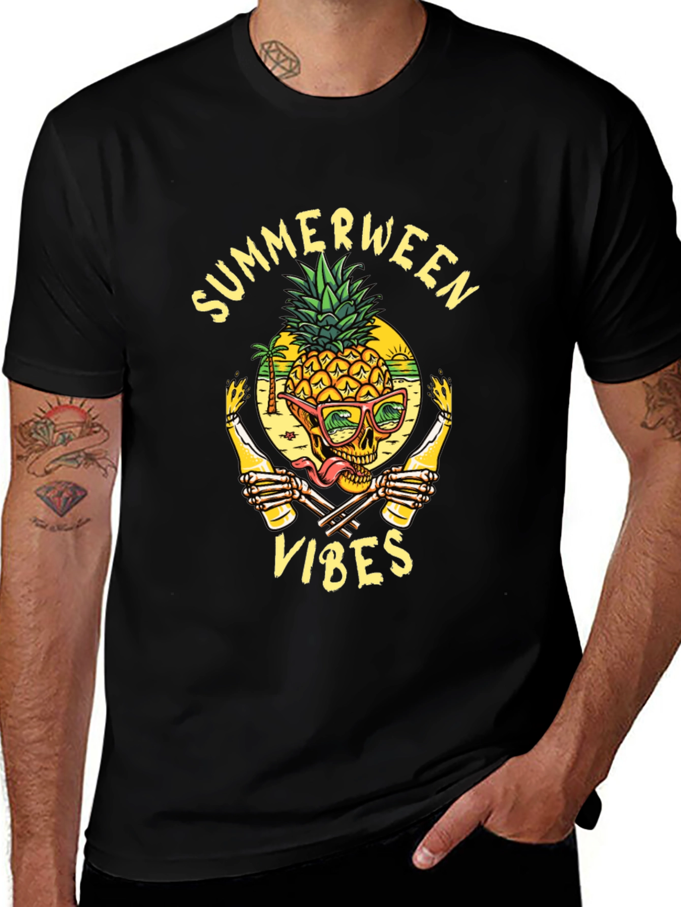 Summerween Vibes Black Graphic Tee