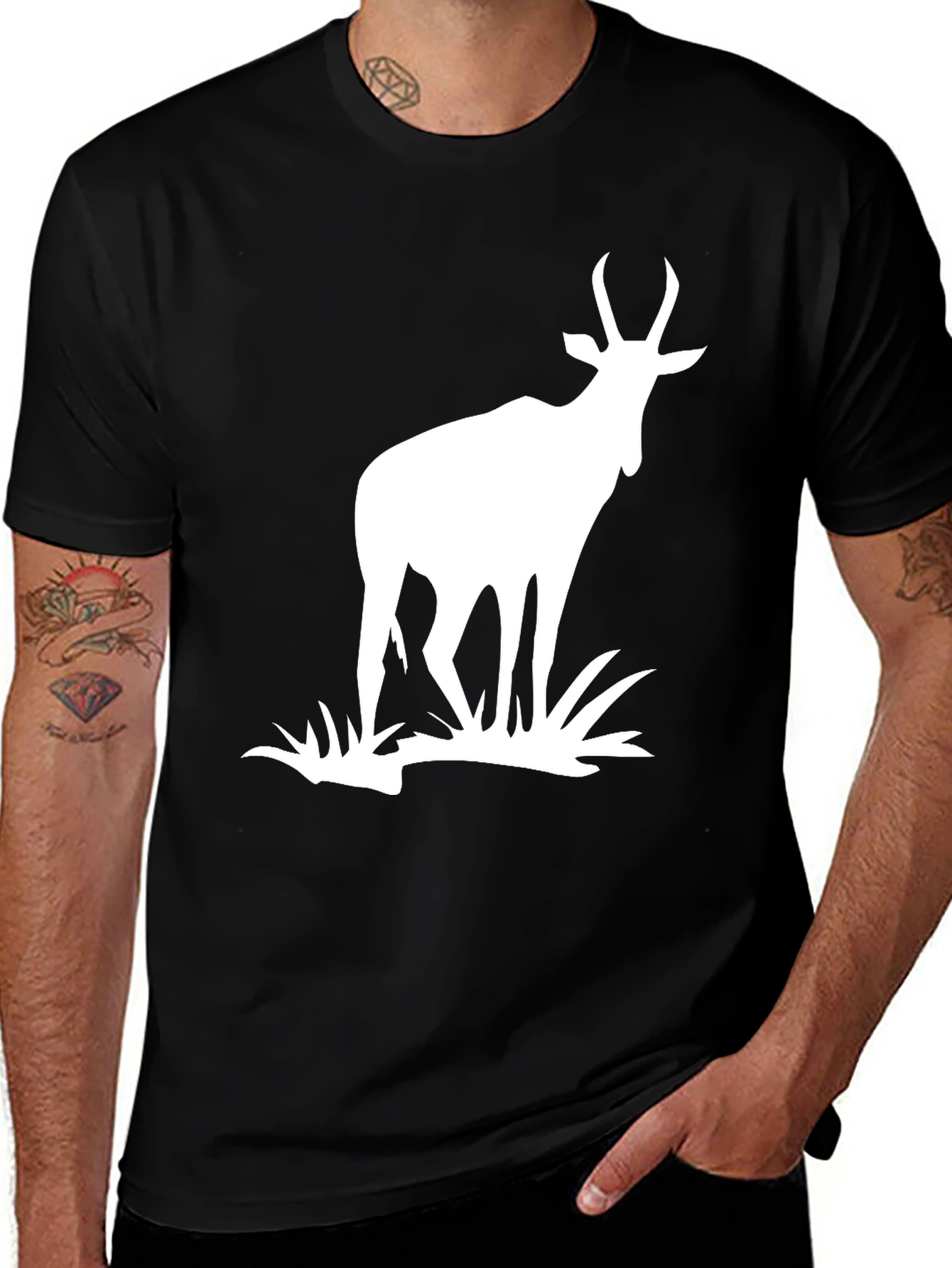 Variant 11 of Antelope Graphic T-Shirt - Black Cotton Tee