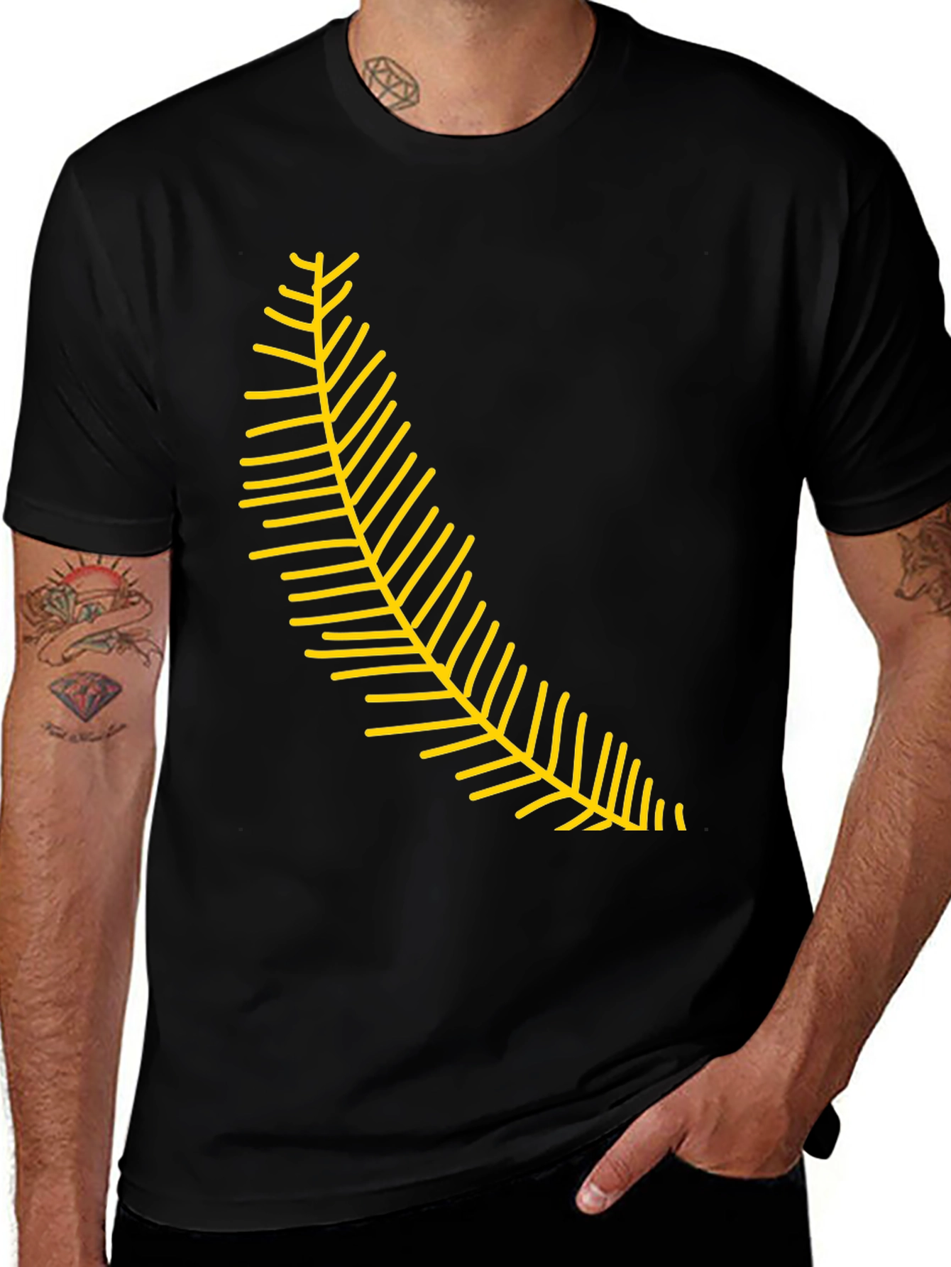 Variant 29 of Black Tee with Yellow Fern Graphic